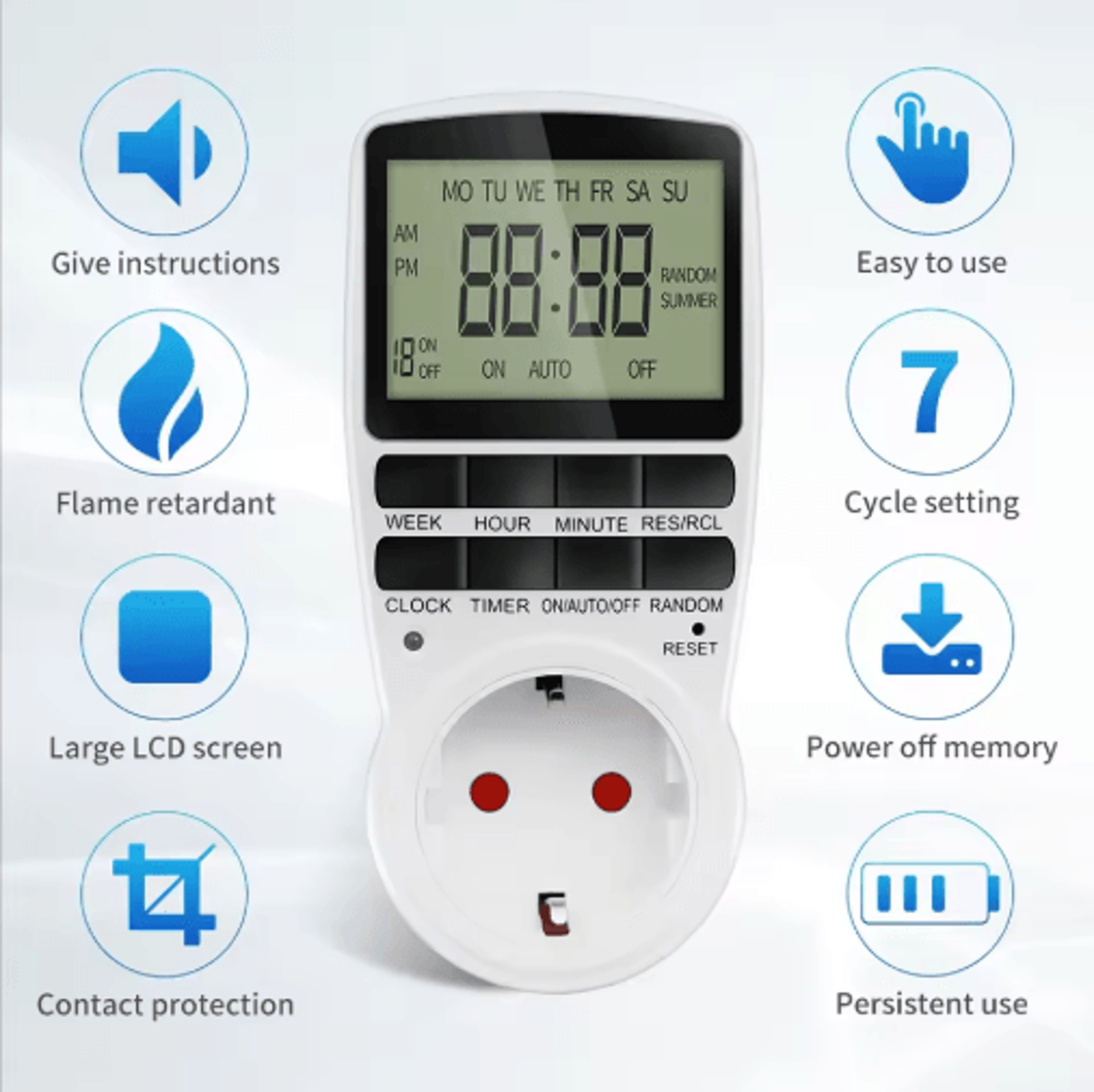 220v programmable digital timer outlet – electronic timing socket