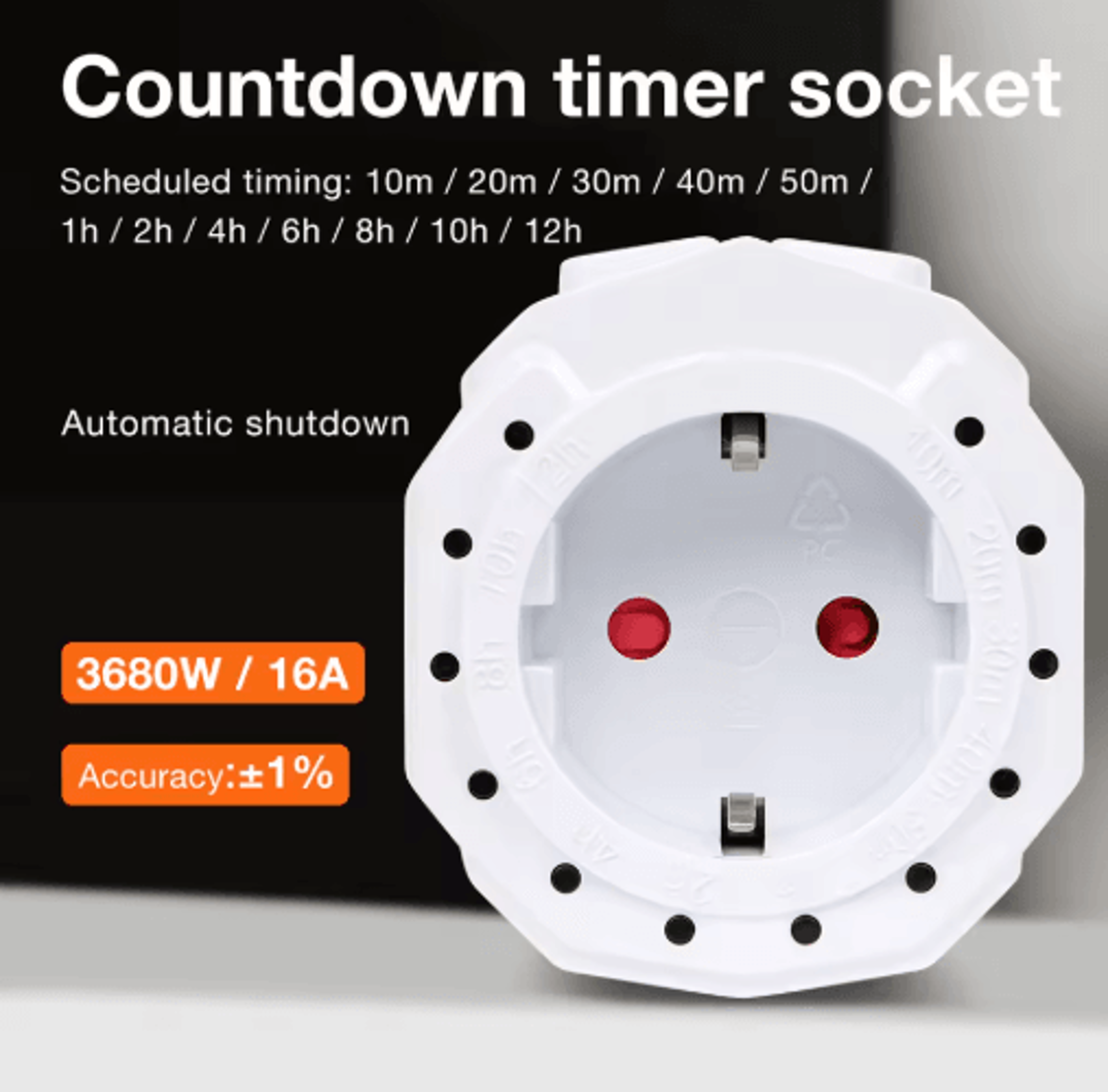 12-hour countdown timer socket – 220v eu plug appliance timer