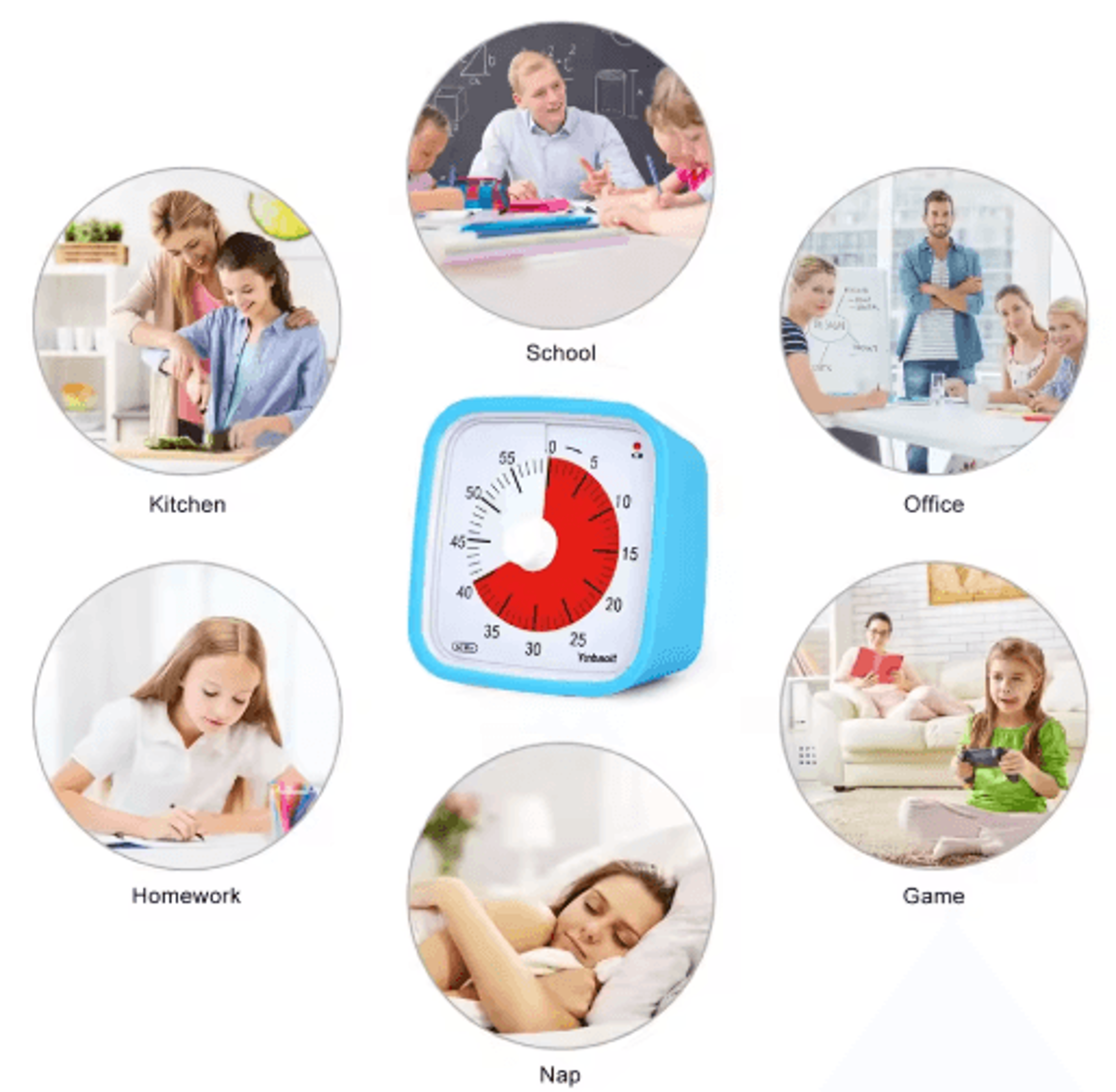 yunbaoit vt01 60-minute visual timer – silent kids countdown with protective case