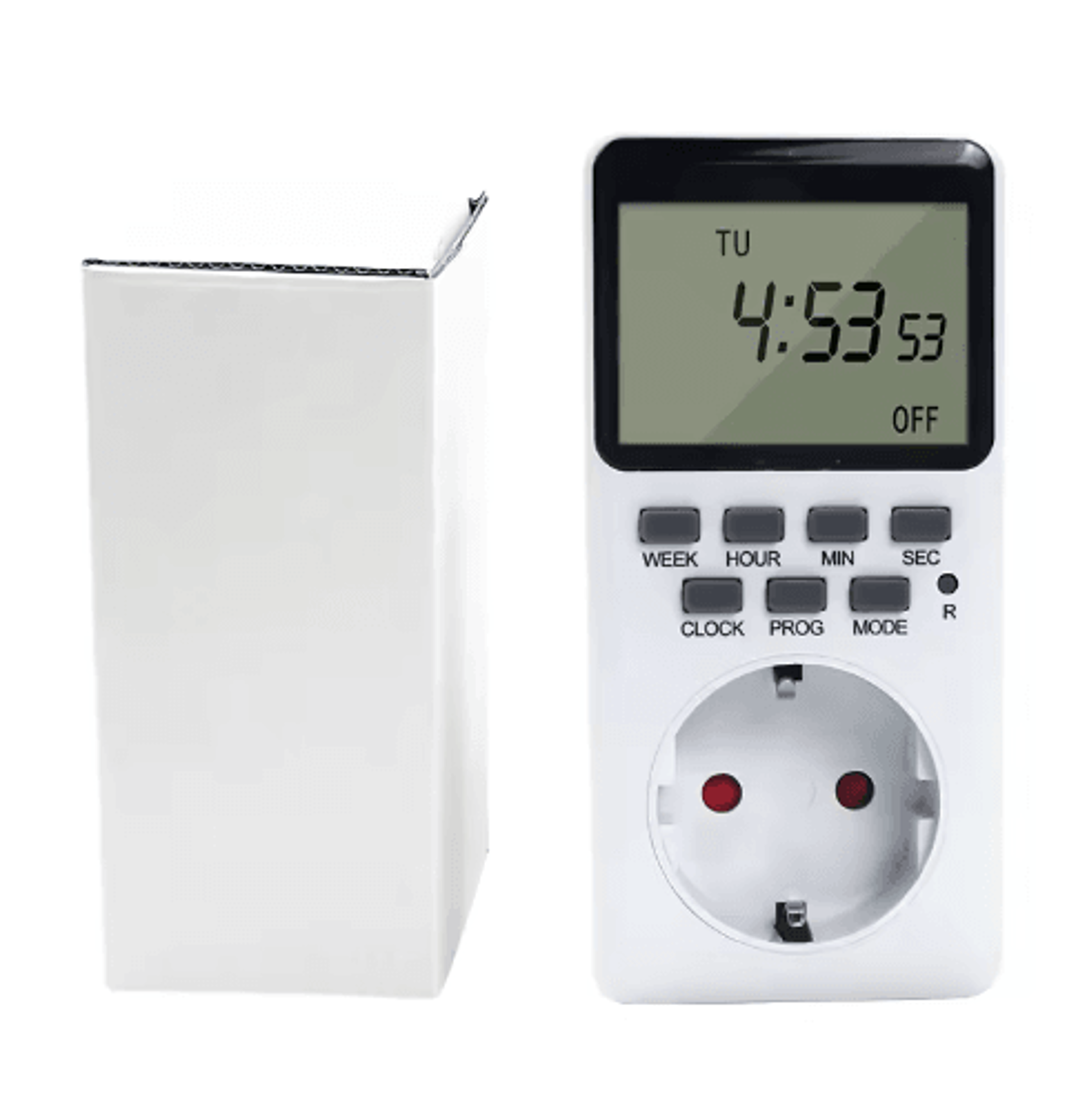 weekly digital timer socket – 20-program 12/24h automatic plug timer