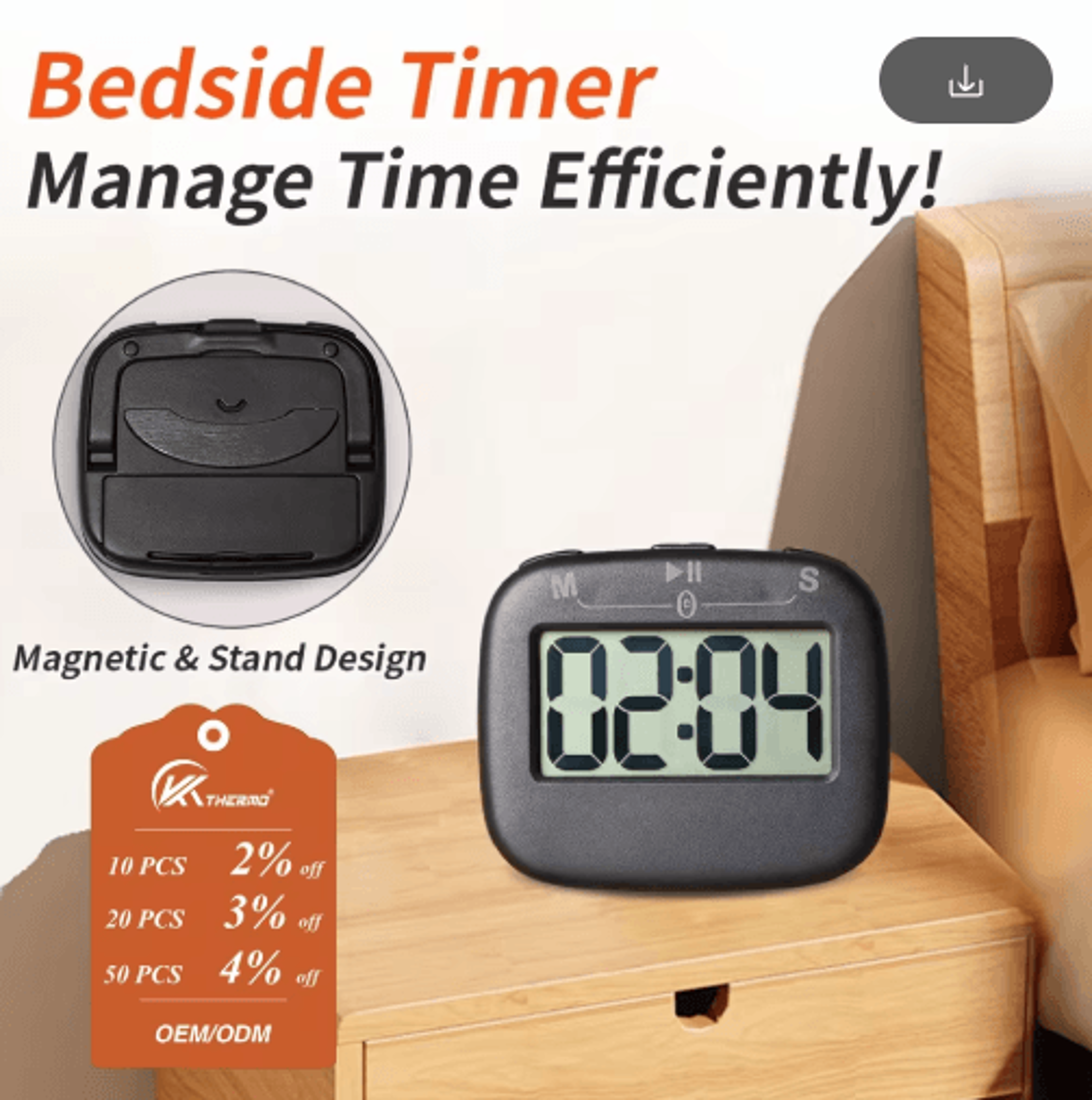 magnetic digital timer – lcd countdown clock with stand & loud alarm