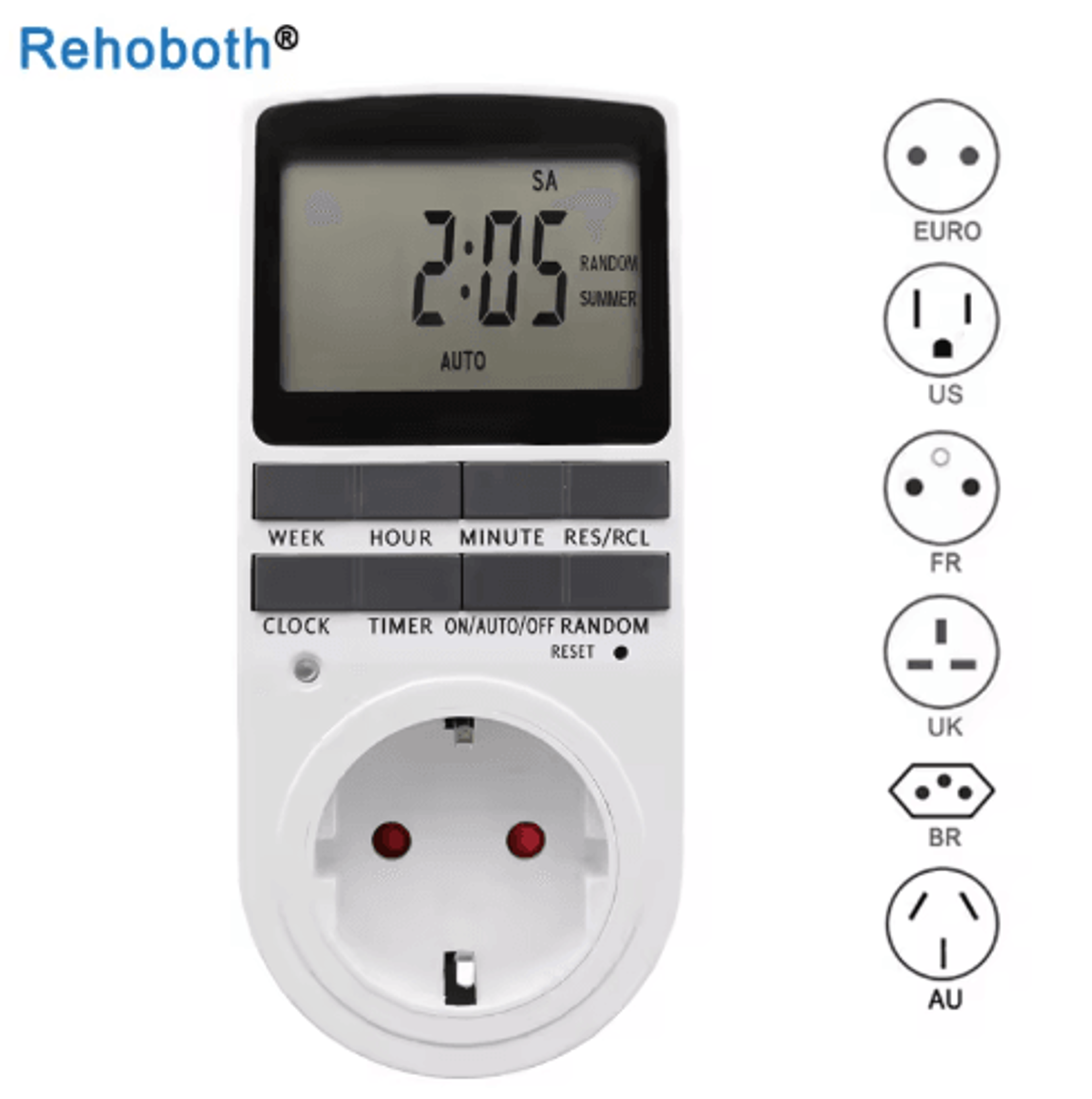 7-day digital timer socket – 110v/230v programmable outlet switch