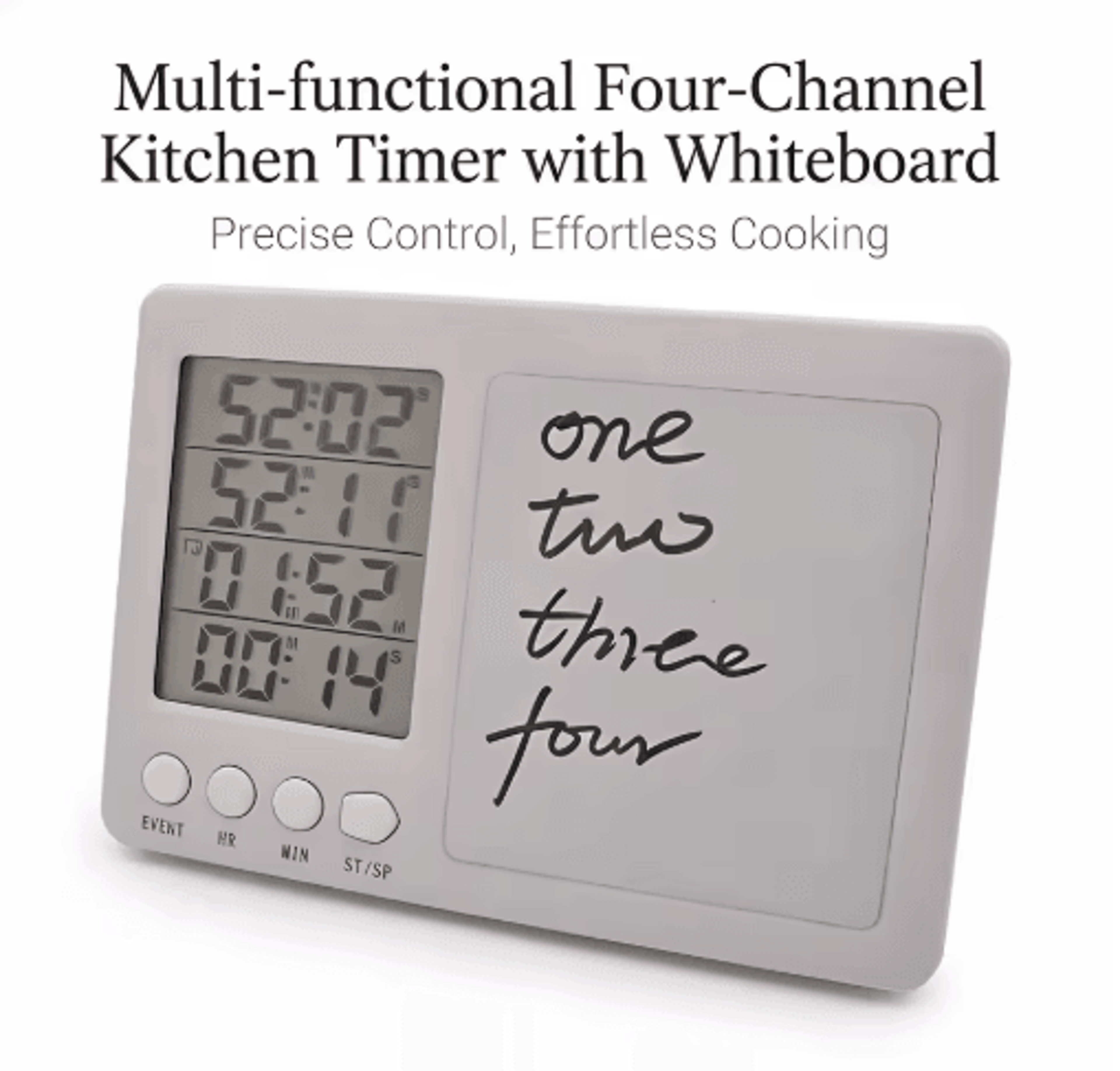 kt002 4-channel digital kitchen timer – large lcd count up & countdown timer