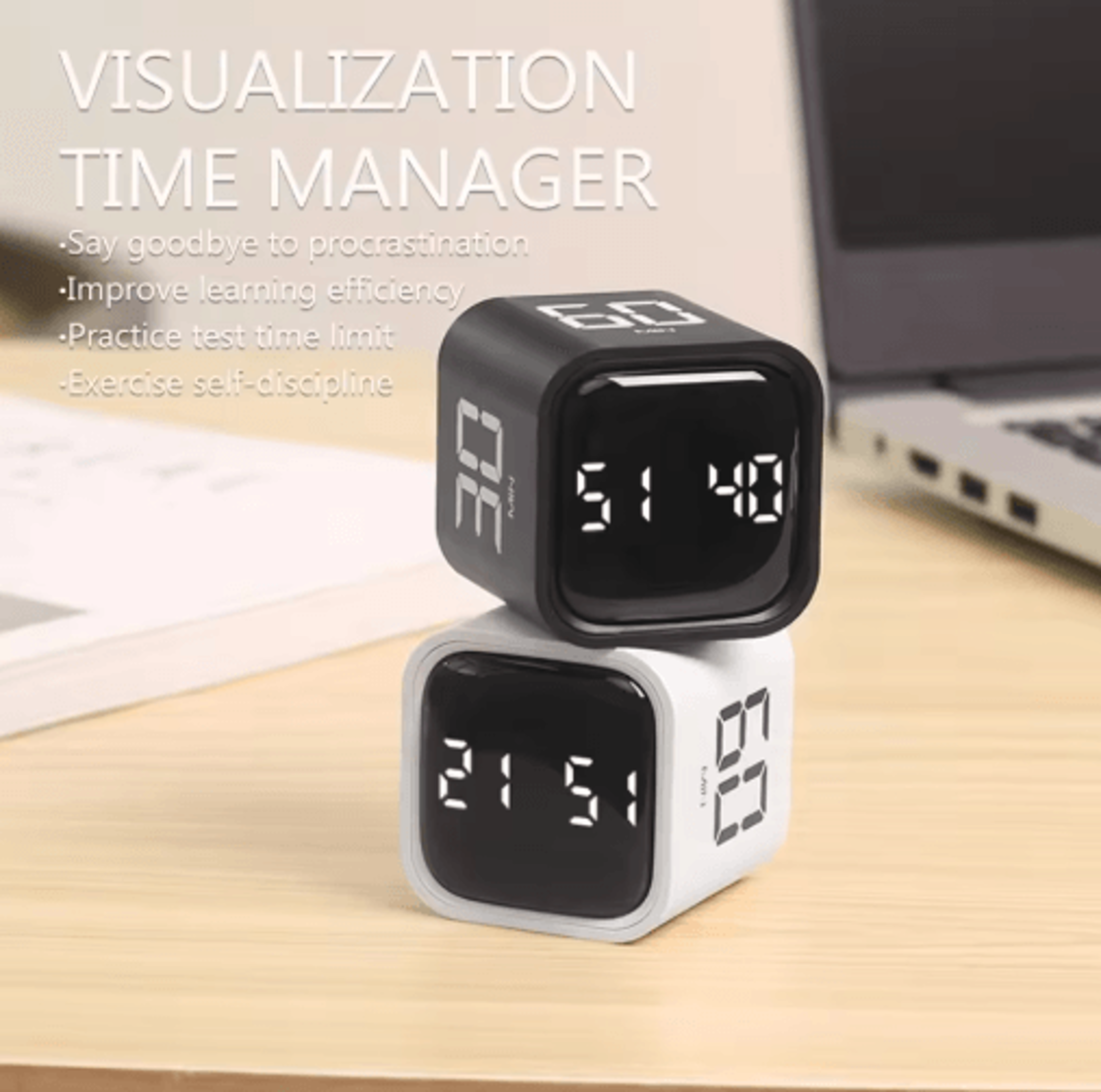 gravity sensing digital cube timer – rotating pomodoro countdown timer