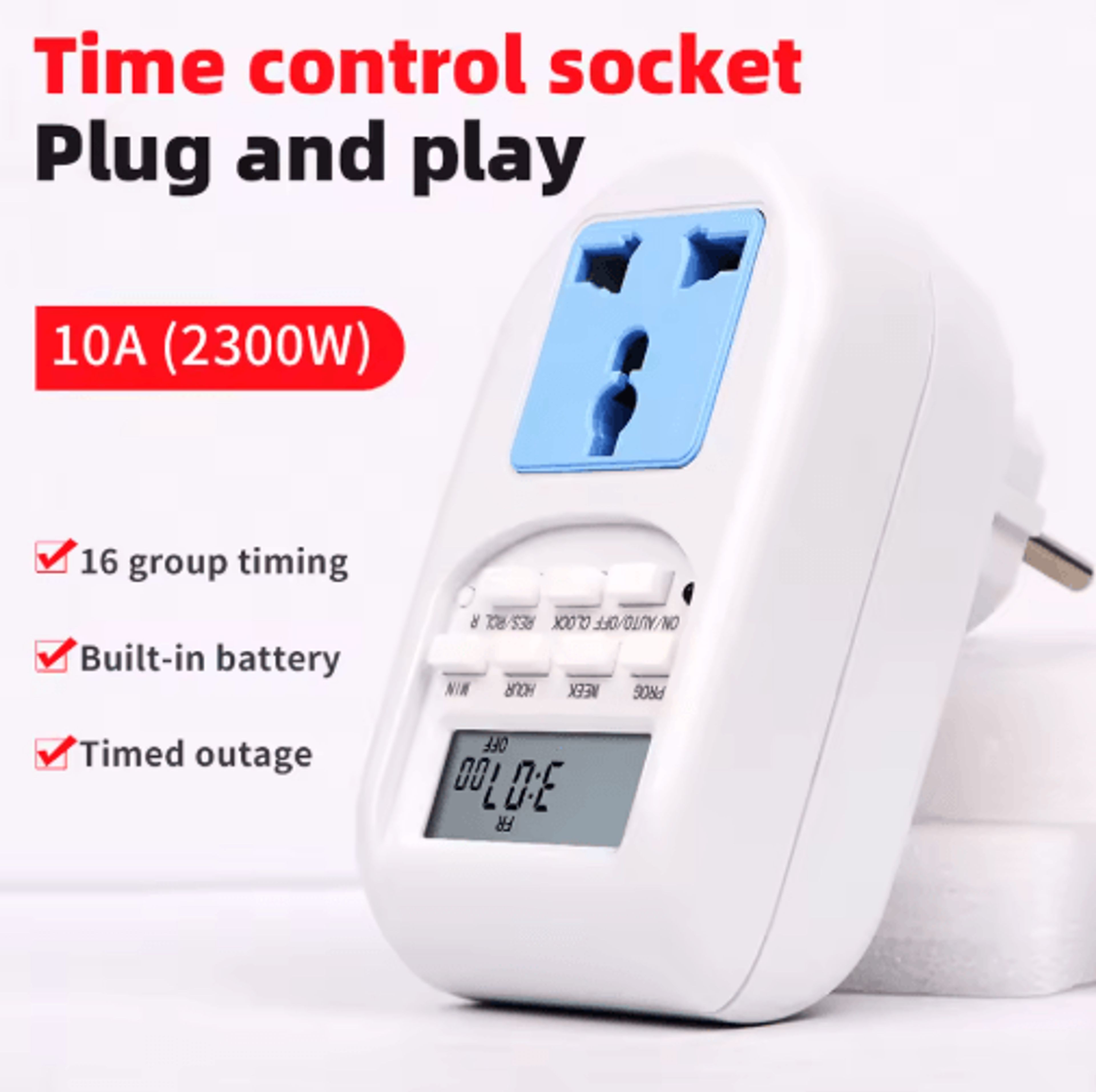10a digital timer switch – eu weekly programmable appliance socket