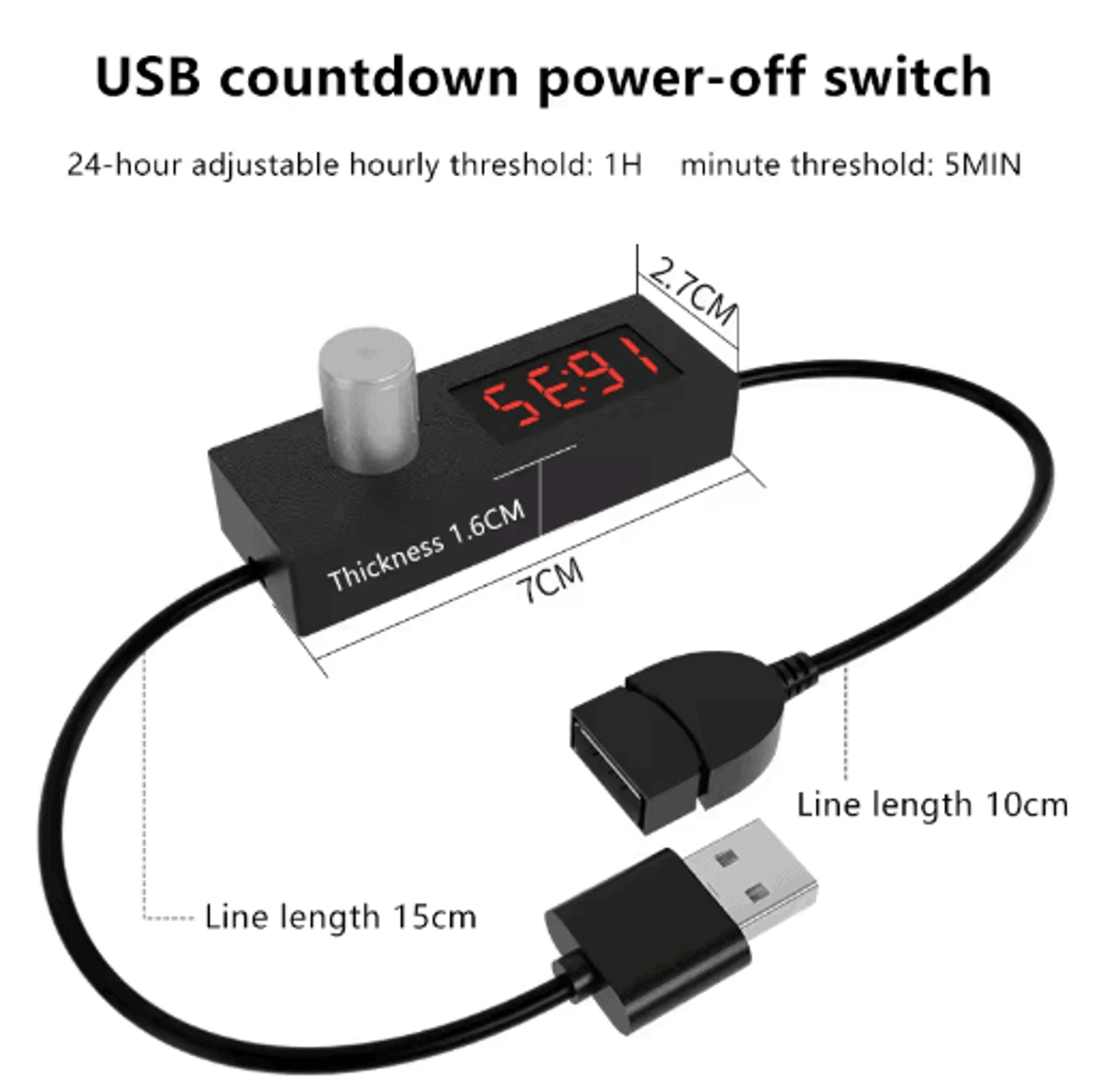 24-hour usb timer switch – digital countdown automatic shutdown cable