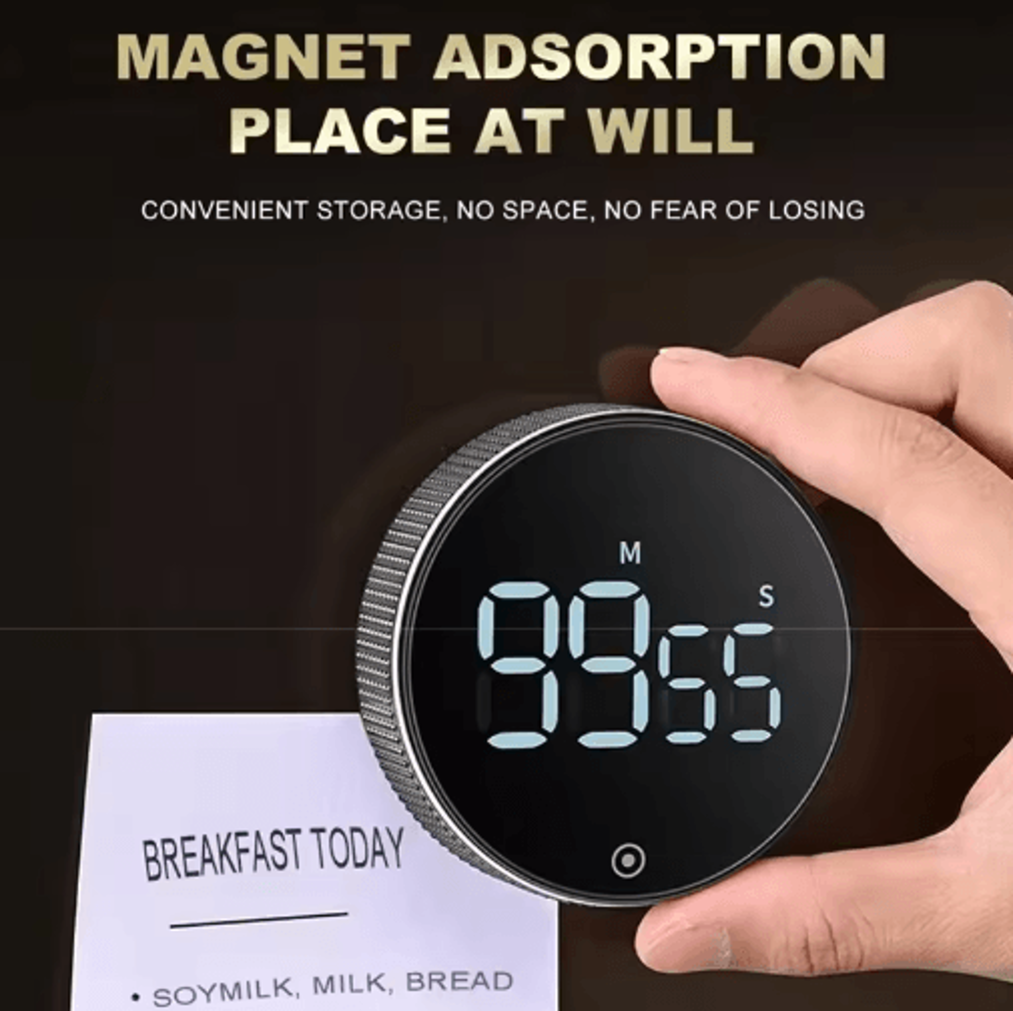 magnetic kitchen timer – manual countdown & stopwatch clock
