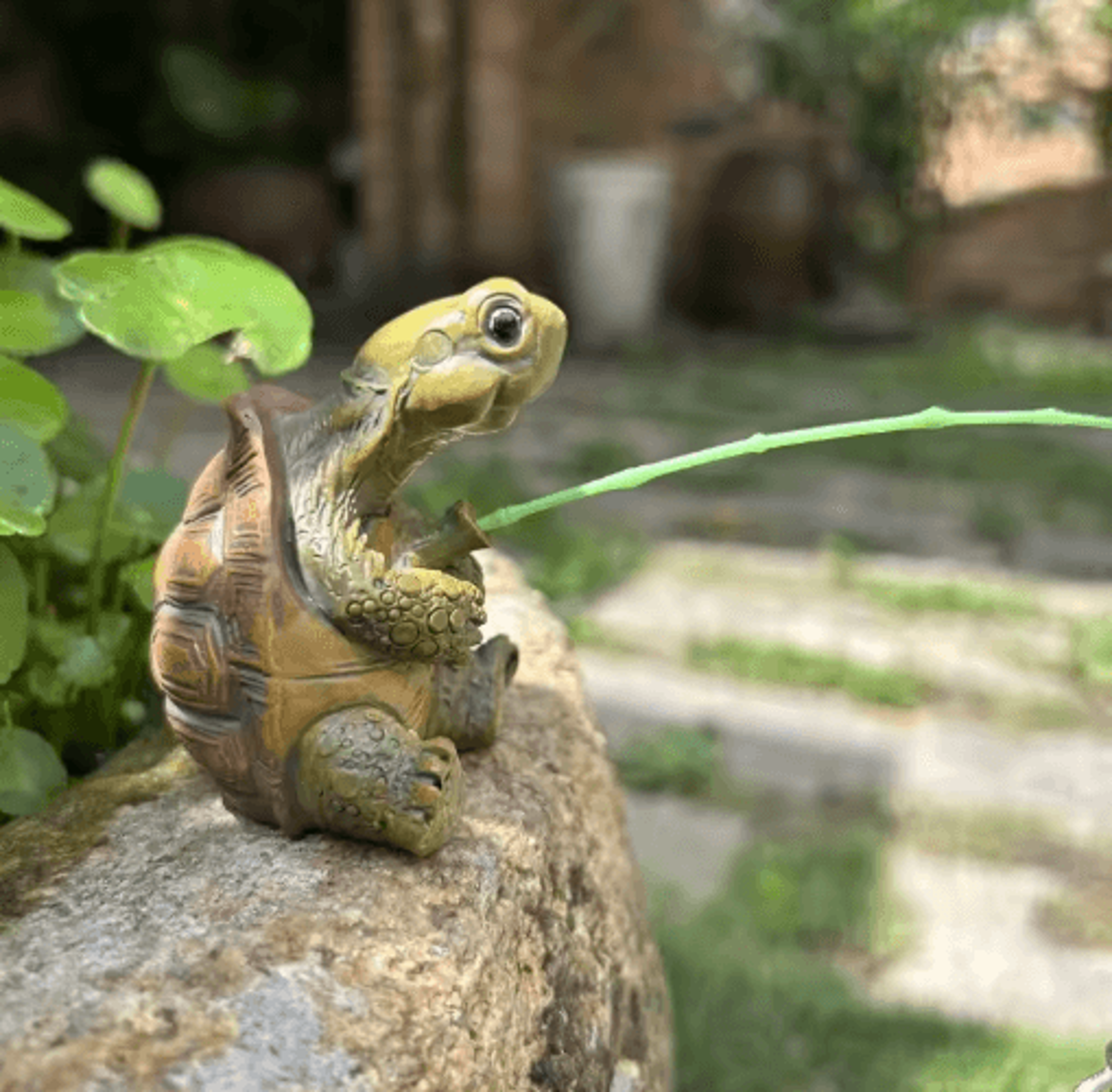 cute fishing turtle figurine – mini garden & pond ornament