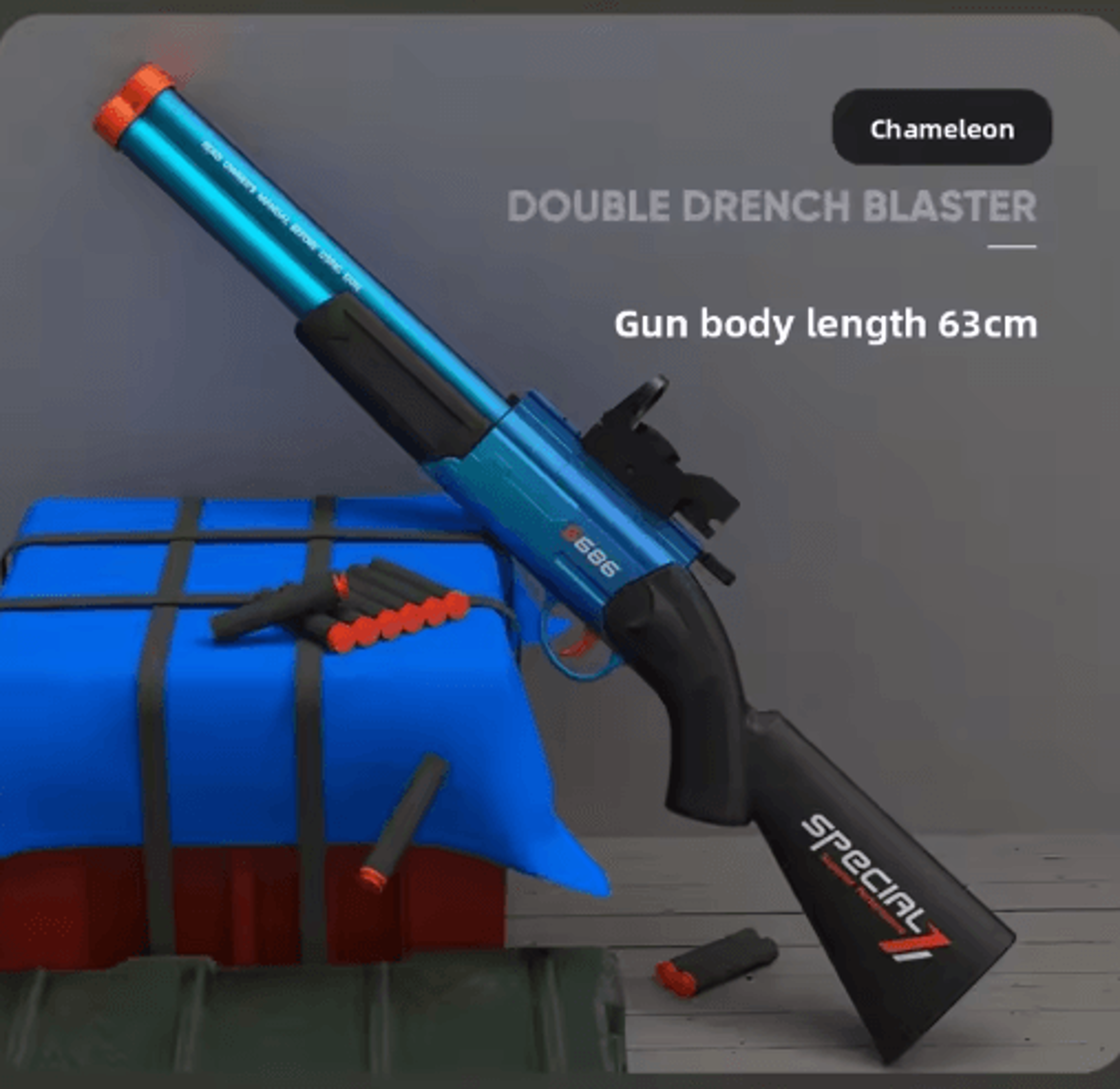 s686-style double barrel toy rifle – dual soft bullet launcher