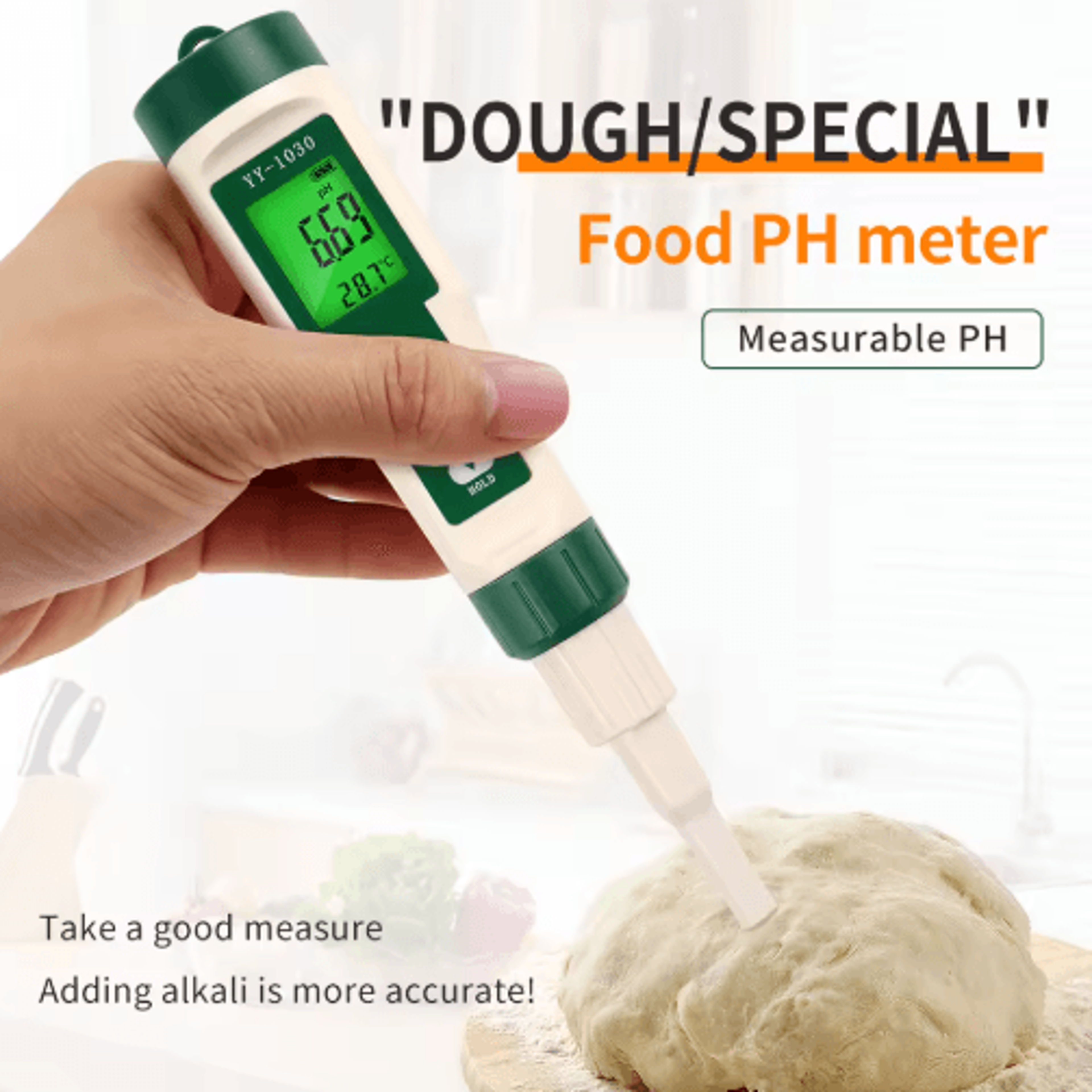 digital food ph tester – 0.00–14.00 dual display ph meter