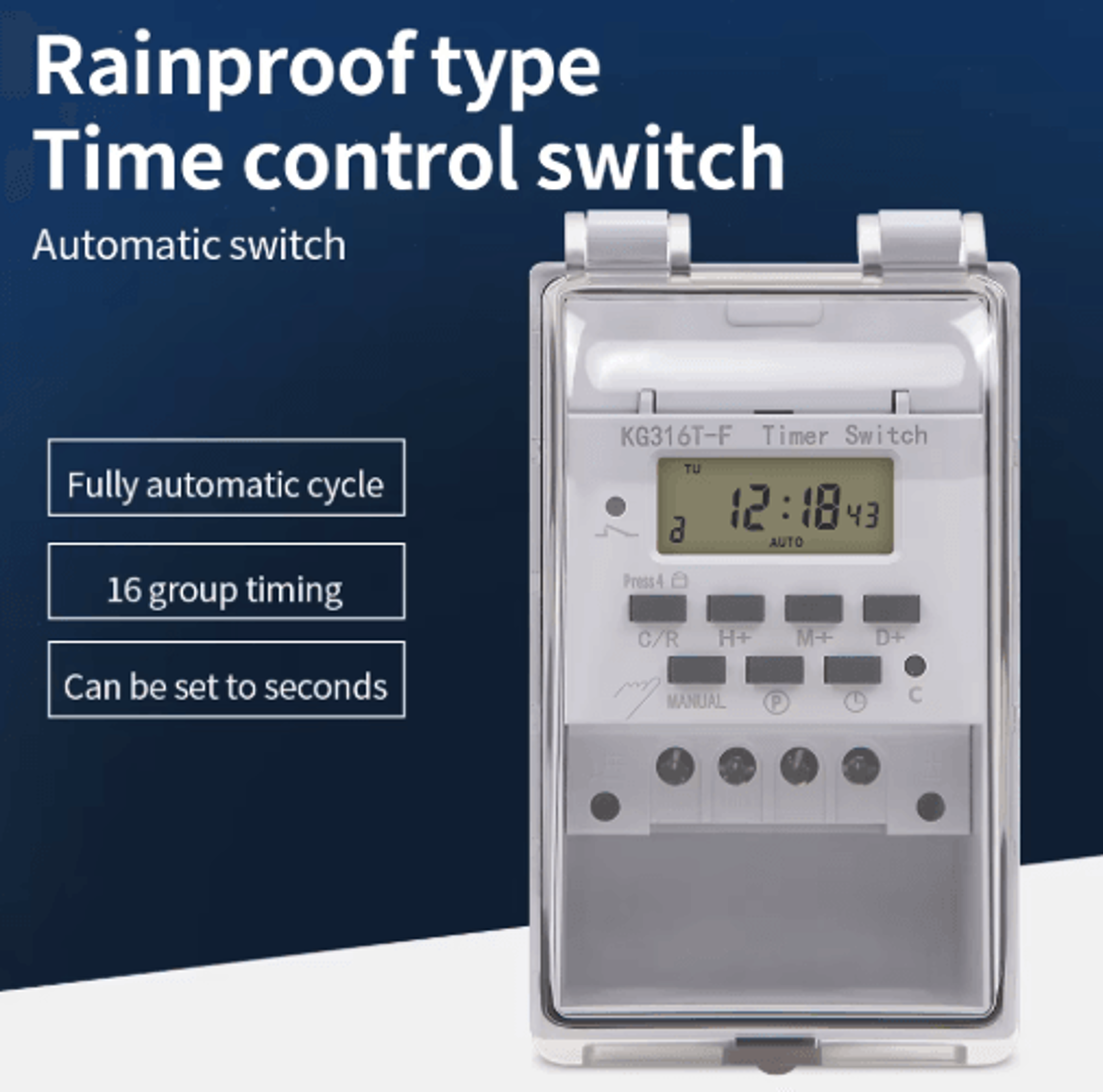 168-hour digital timer switch – 7-day programmable 220v relay with outdoor box