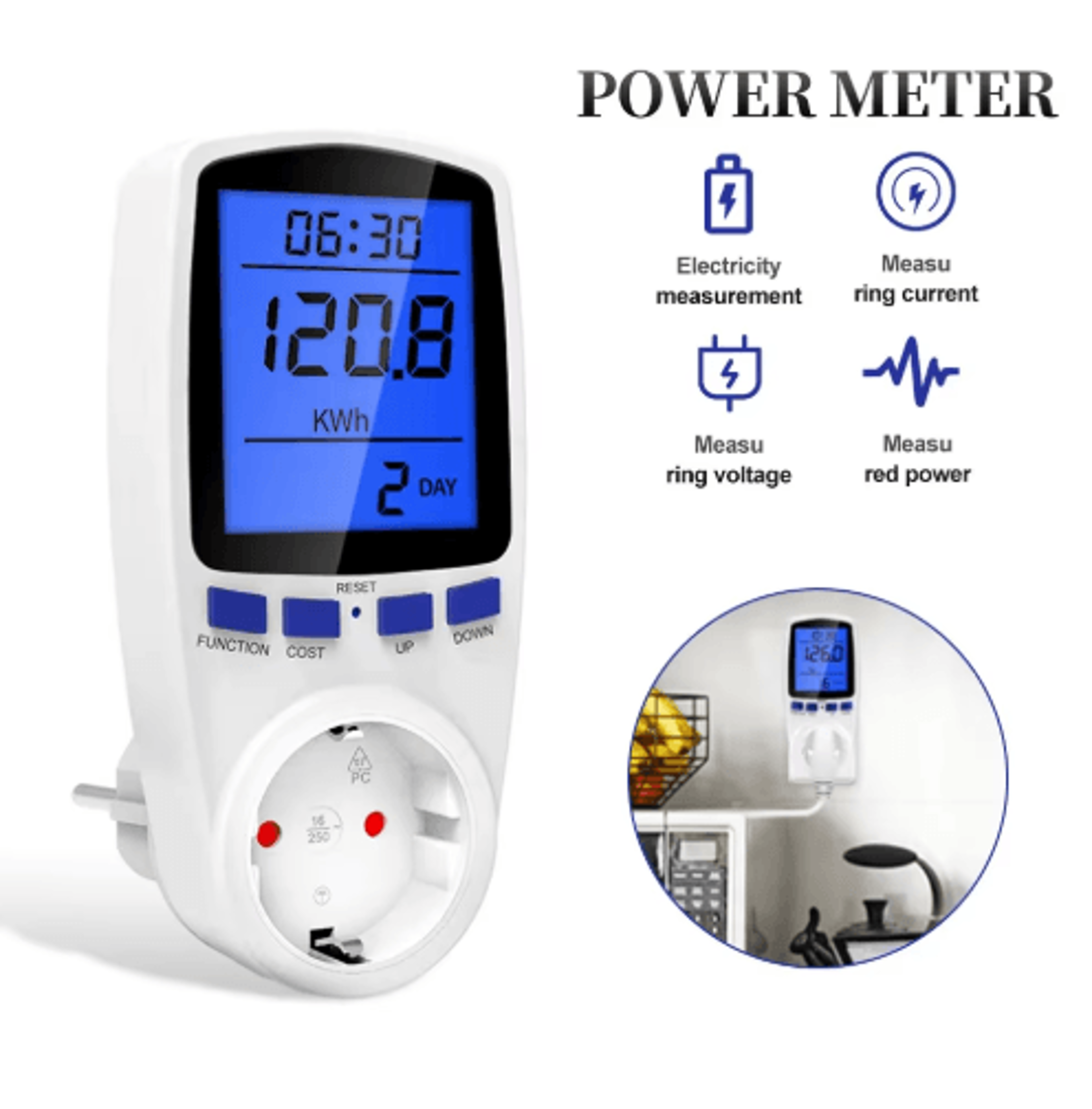 ac digital power meter – lcd wattmeter & kwh electricity monitor