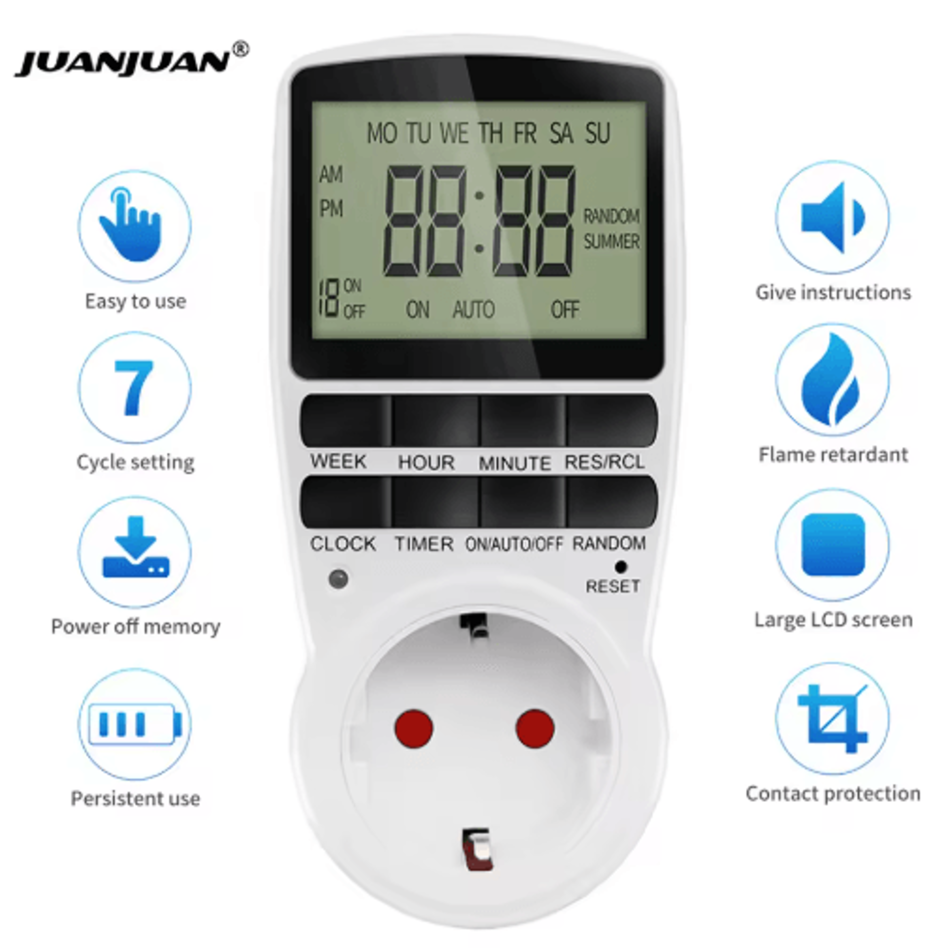 220v digital timer switch – 12/24-hour programmable outlet