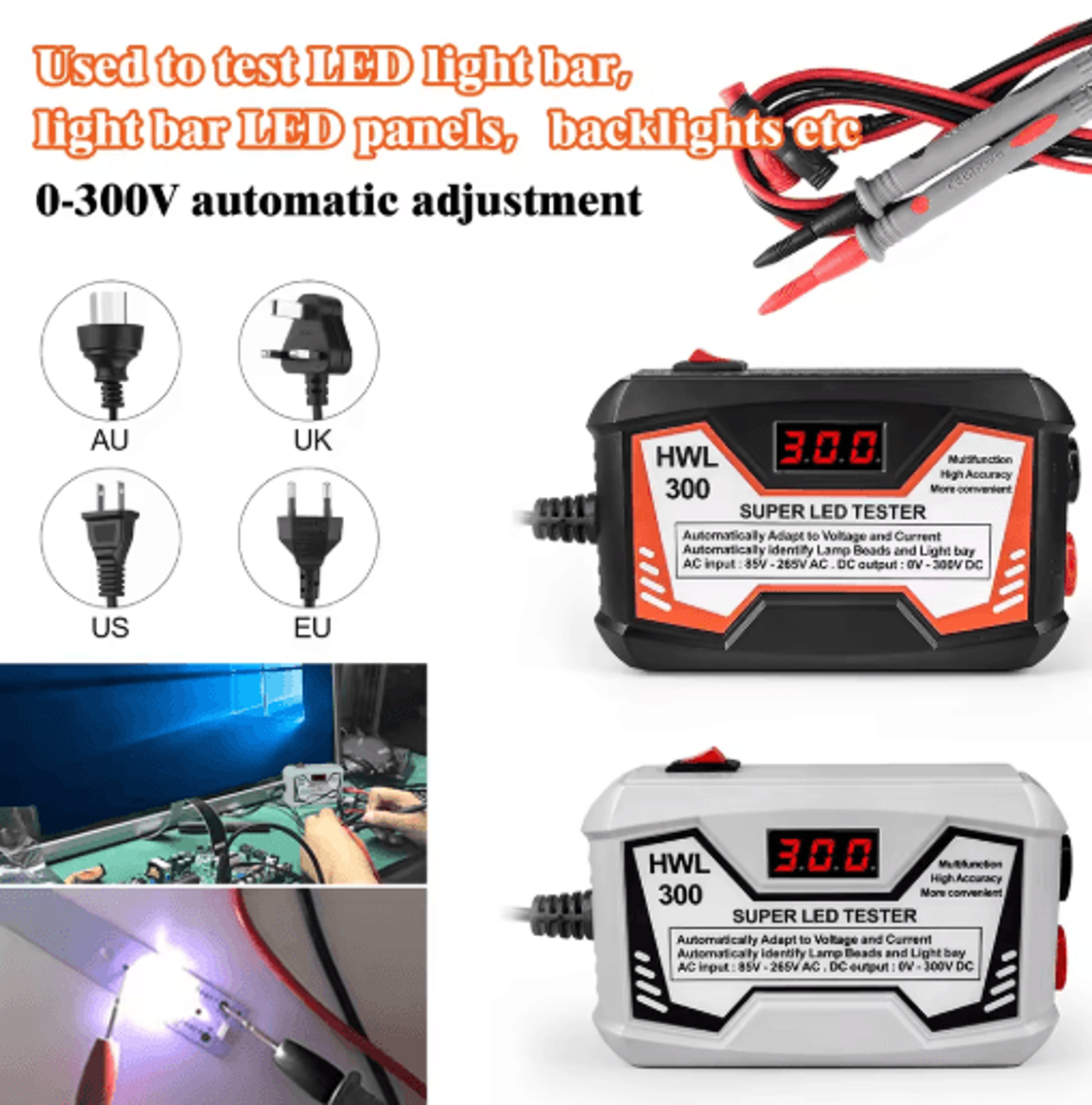0–300v led tester – multipurpose strip, bead & tv backlight testing tool