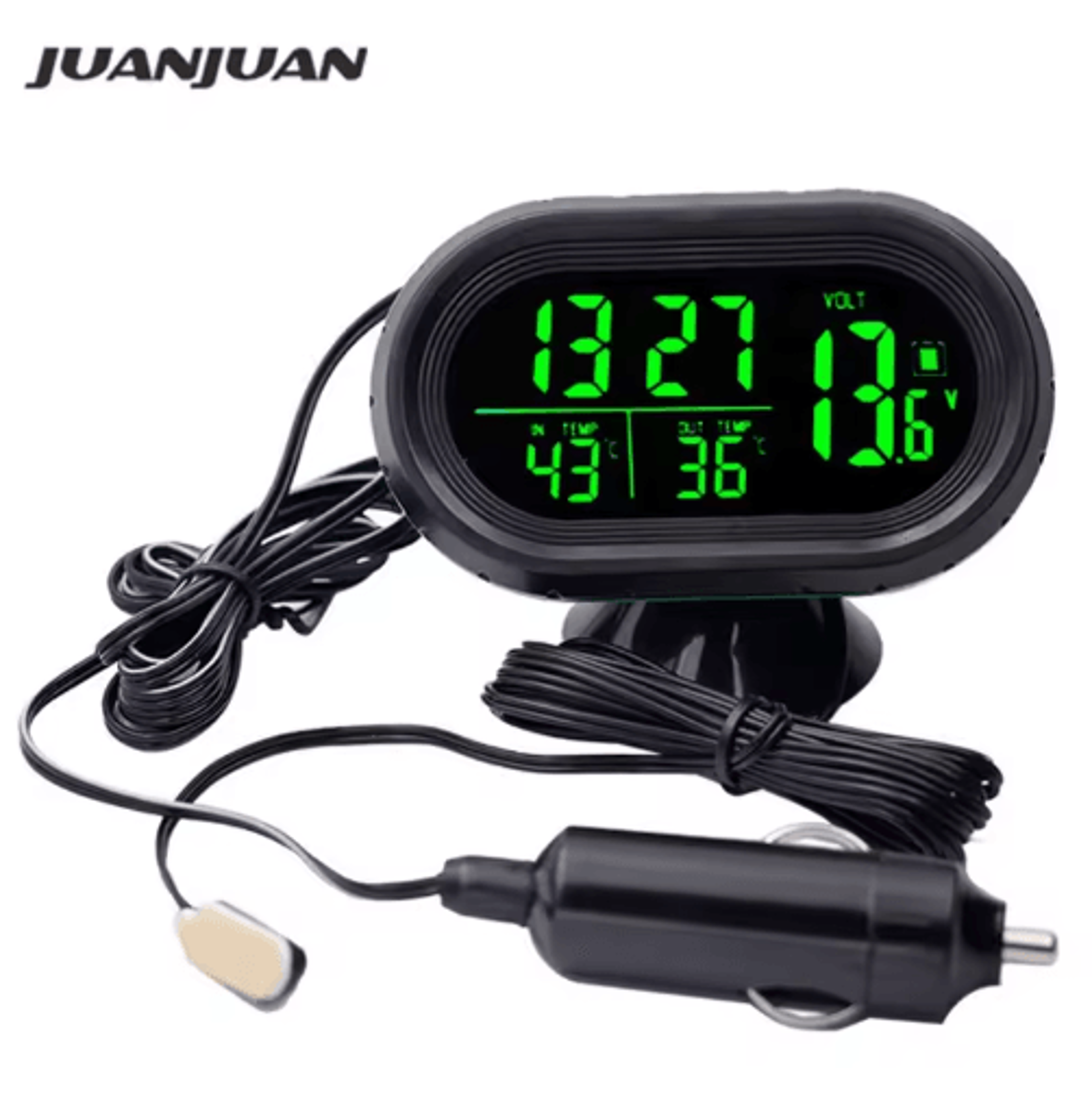 digital car thermometer – 12v–24v clock, voltmeter & temperature monitor