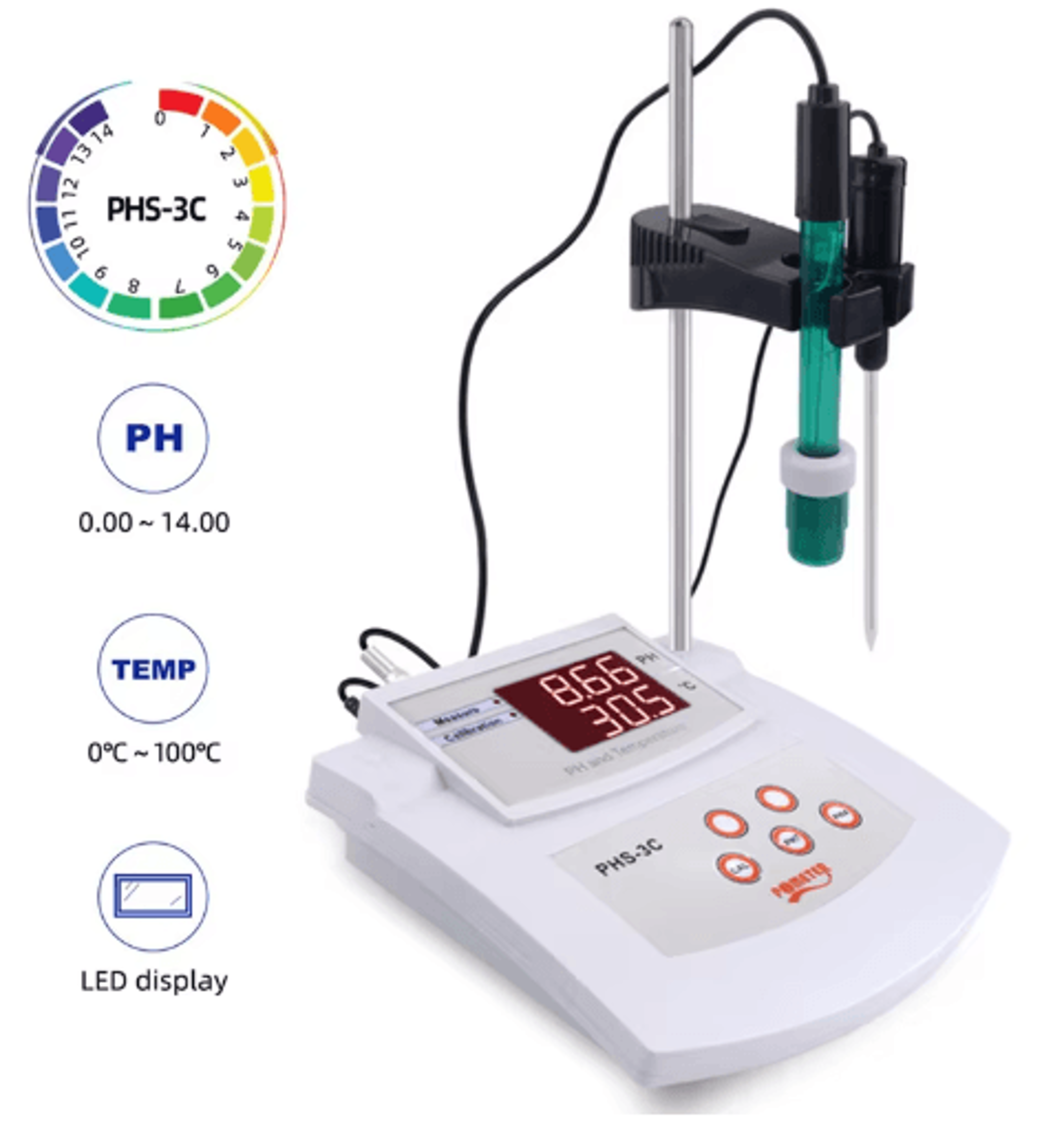 2-in-1 digital ph & temperature meter – desktop water quality analyzer