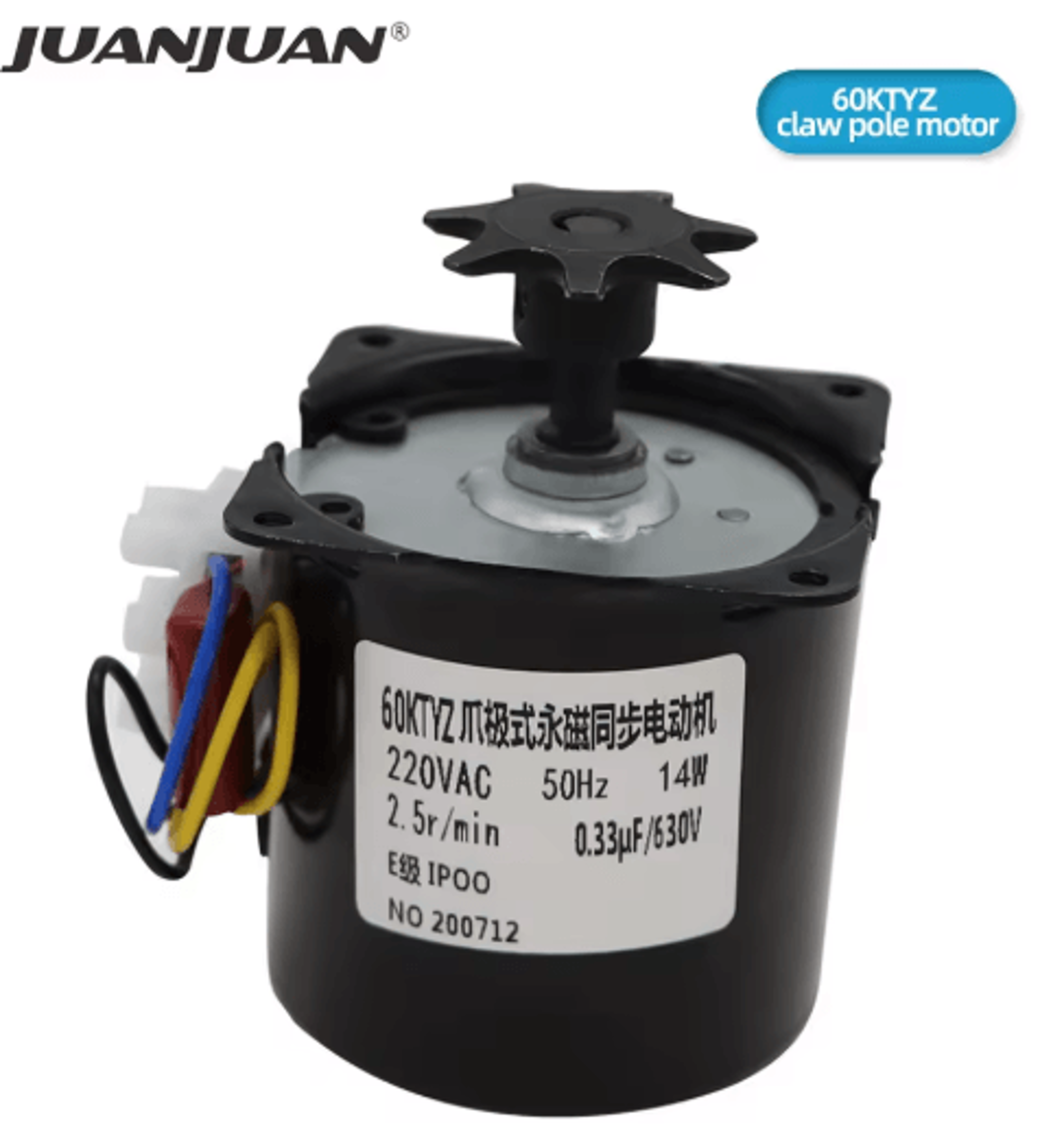 60ktyz ac 220v synchronous gear motor – 14w low-speed 2.5 rpm motor