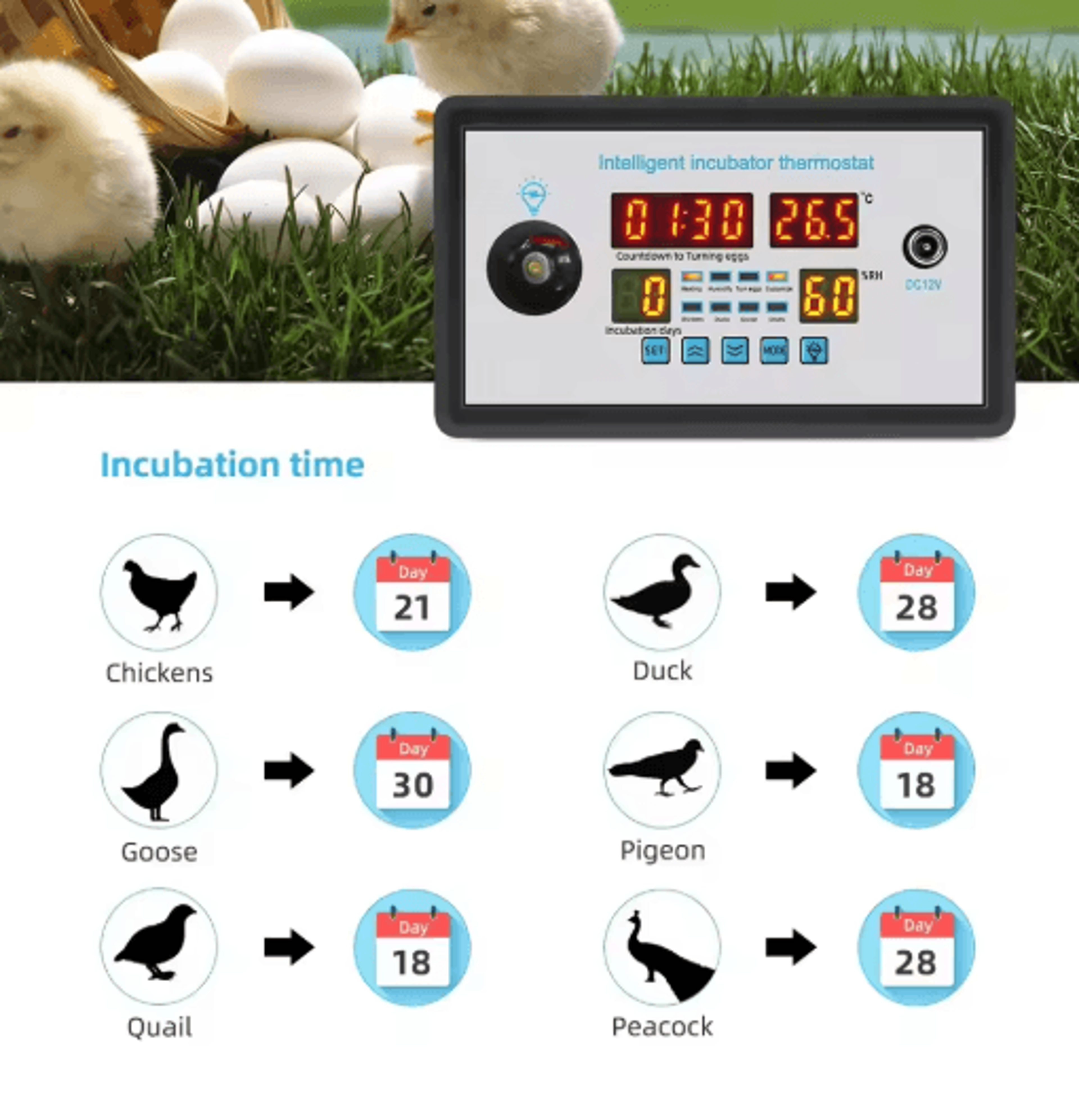 zfx-w9002 egg incubator controller – temperature & humidity monitor