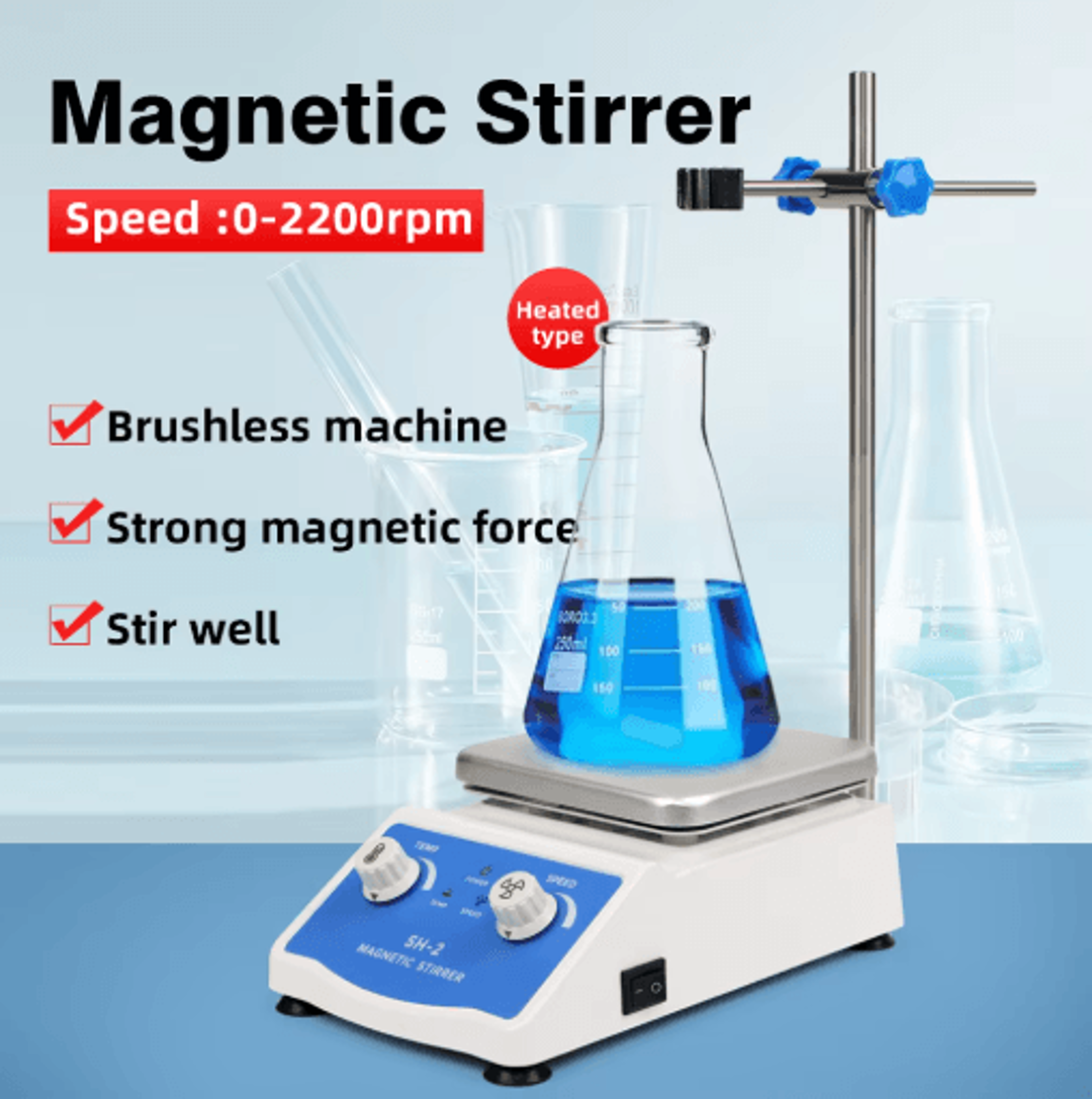 sh-2 laboratory magnetic stirrer – adjustable hot plate with digital display
