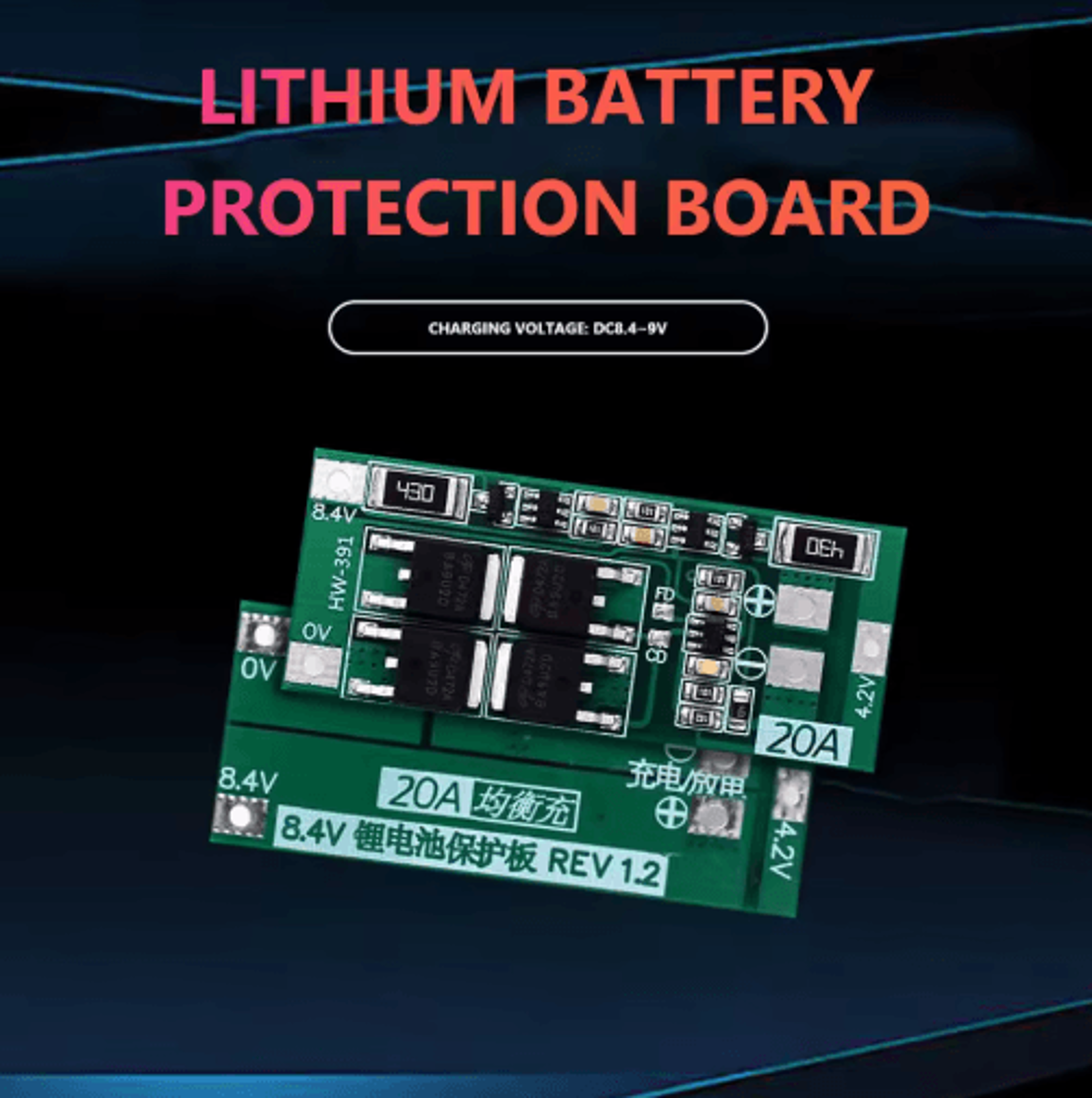 hw-391 2s 20a bms module – 18650 lithium battery protection board