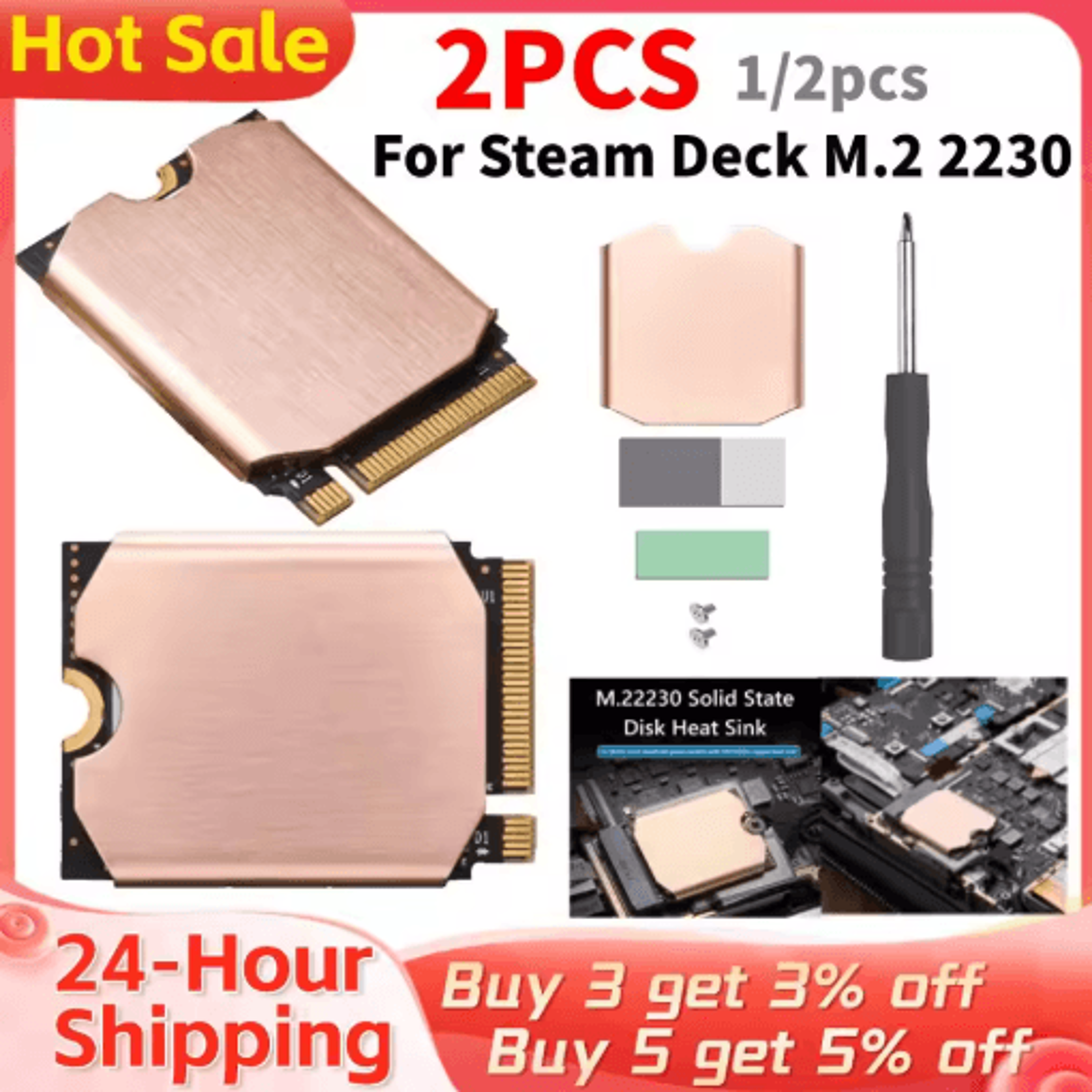 finalcool tn30 steam deck heatsink – copper cooling pad for m.2 2230 ssd