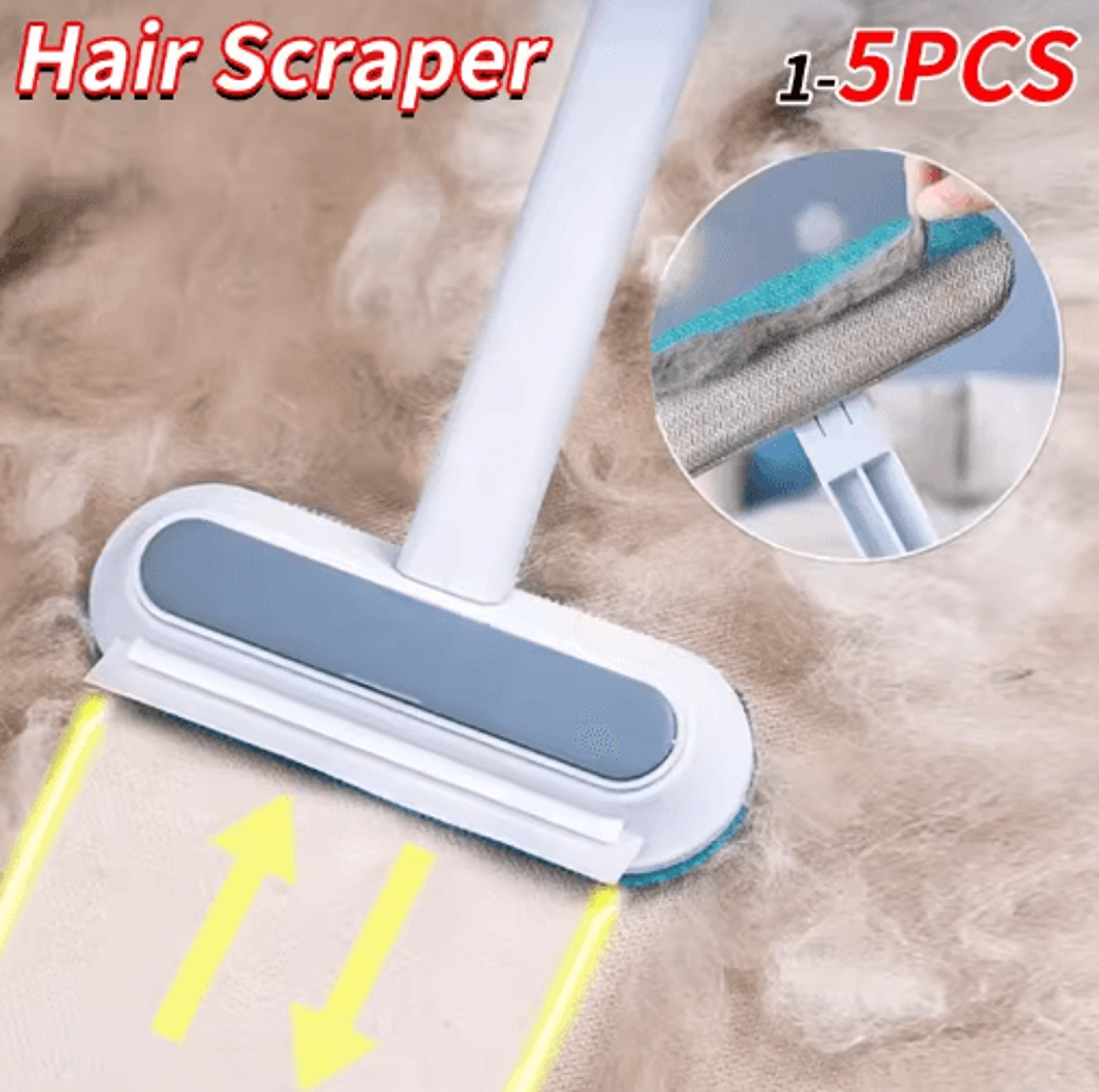 long handle pet hair remover brush – reusable lint cleaner for clothes & carpet