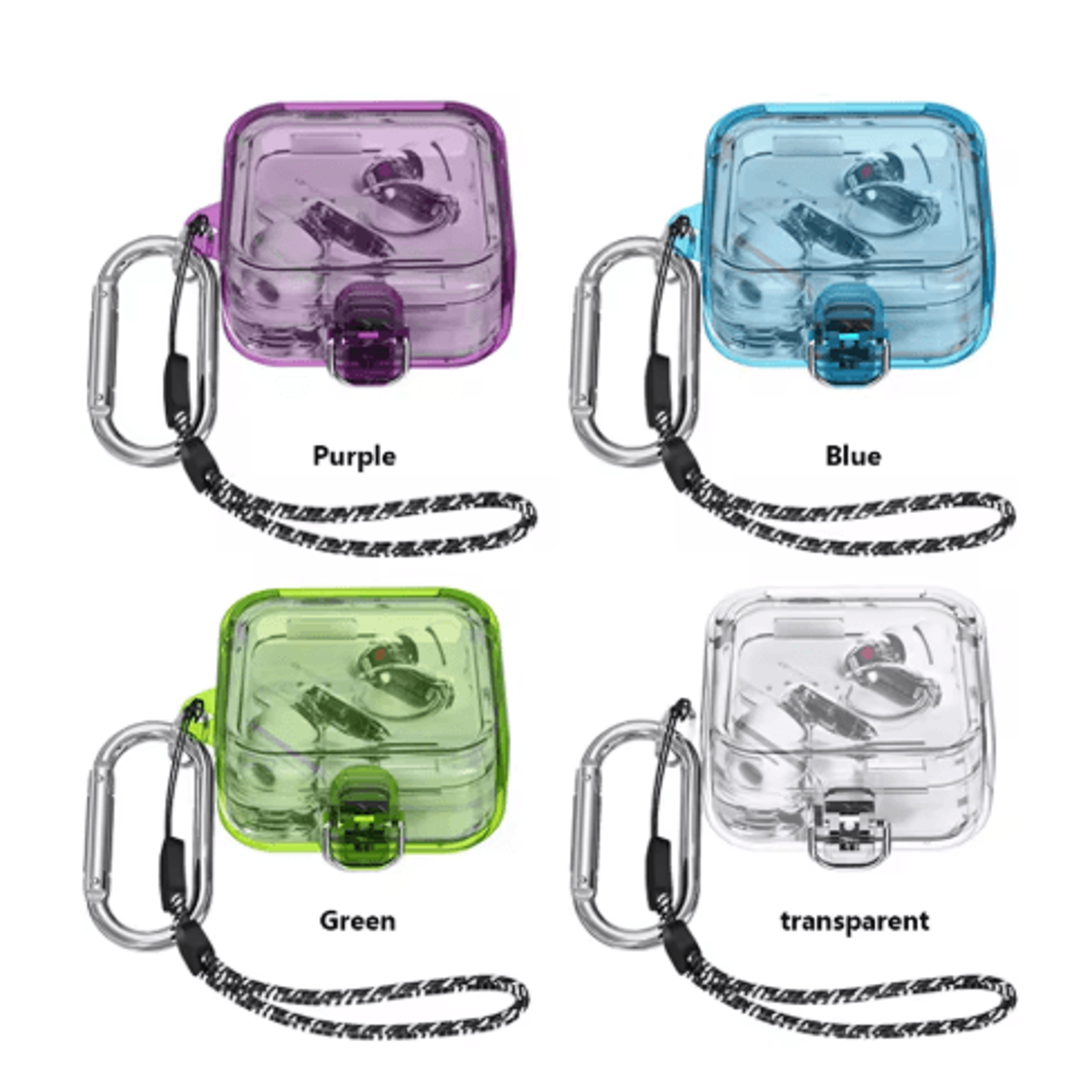 clear protective case for nothing ear 2 – candy color cover with lanyard hook