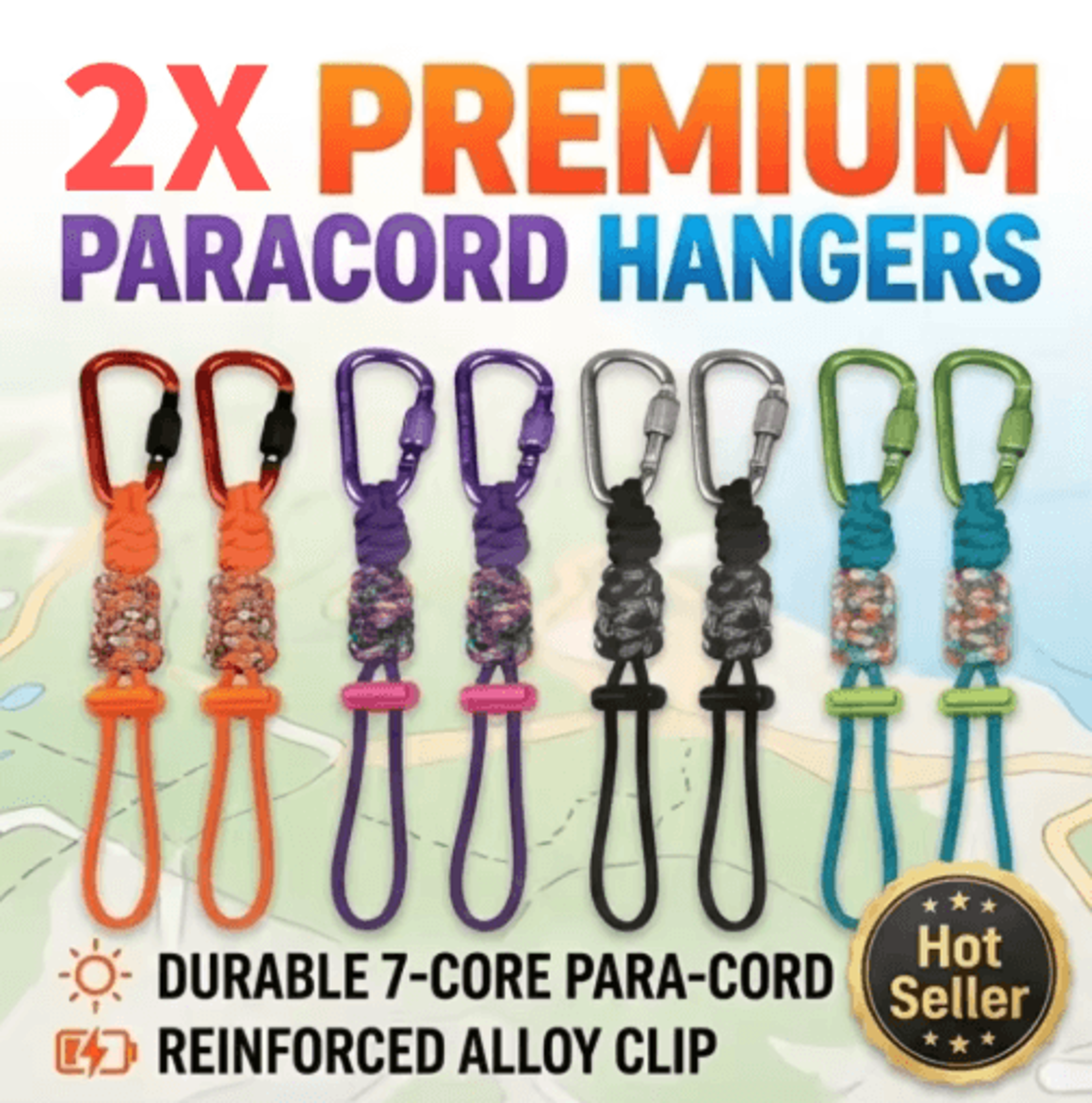 2pcs paracord water bottle holder – portable carabiner carrier clip