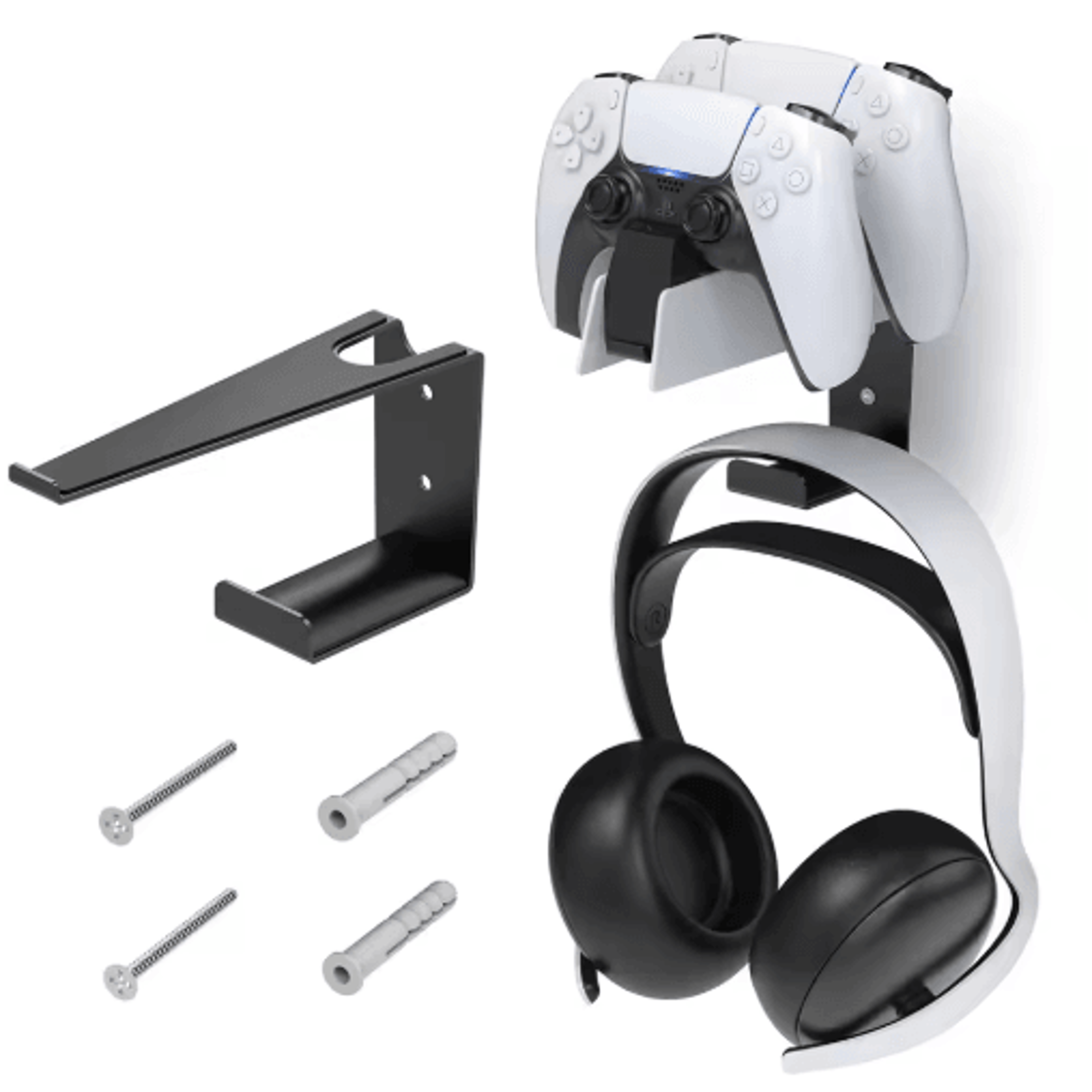 metal ps5 controller wall mount – dualsense charging station & headphone hanger