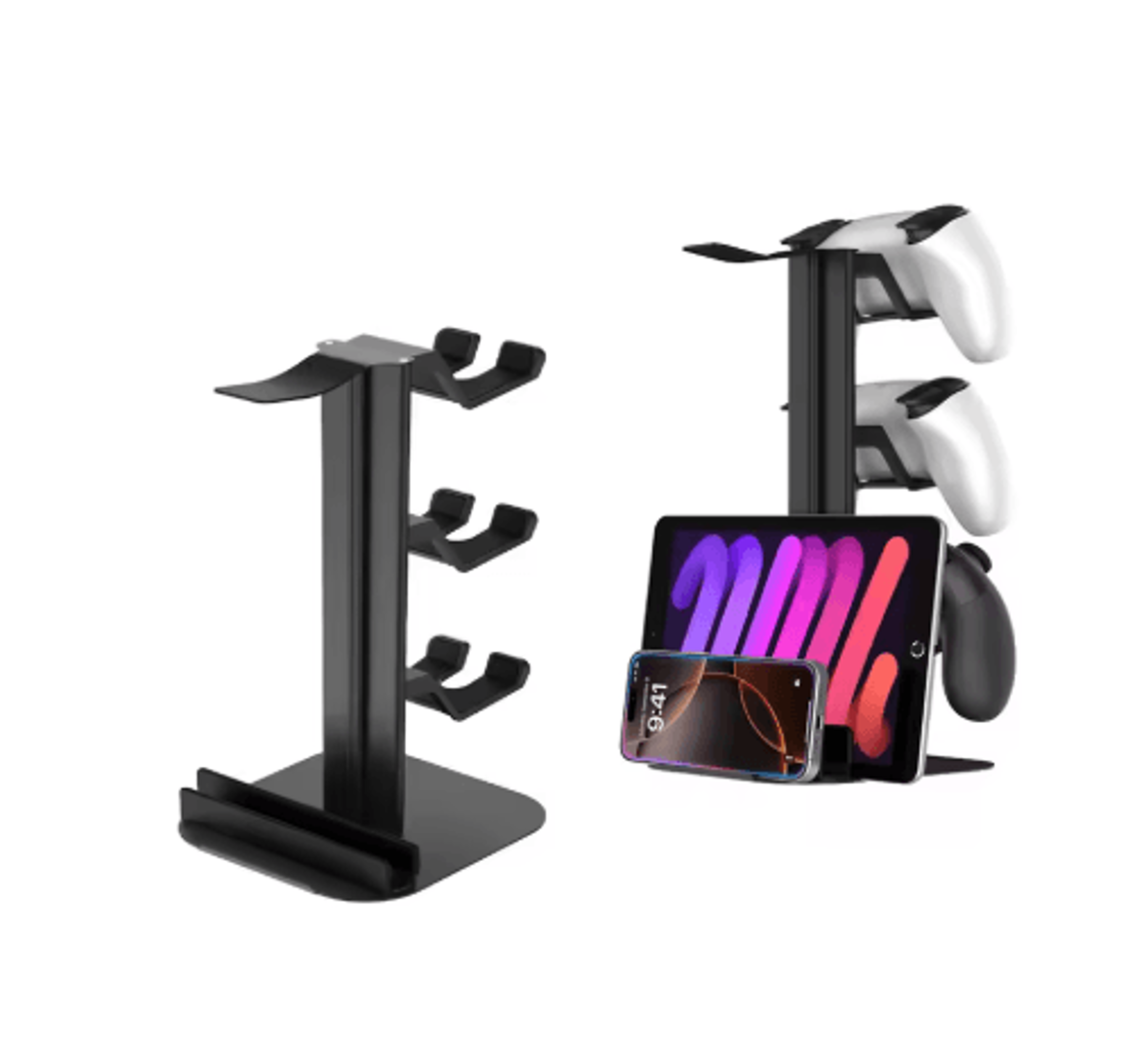 3-layer gaming controller holder – aluminum stand for controllers, headphones & devices