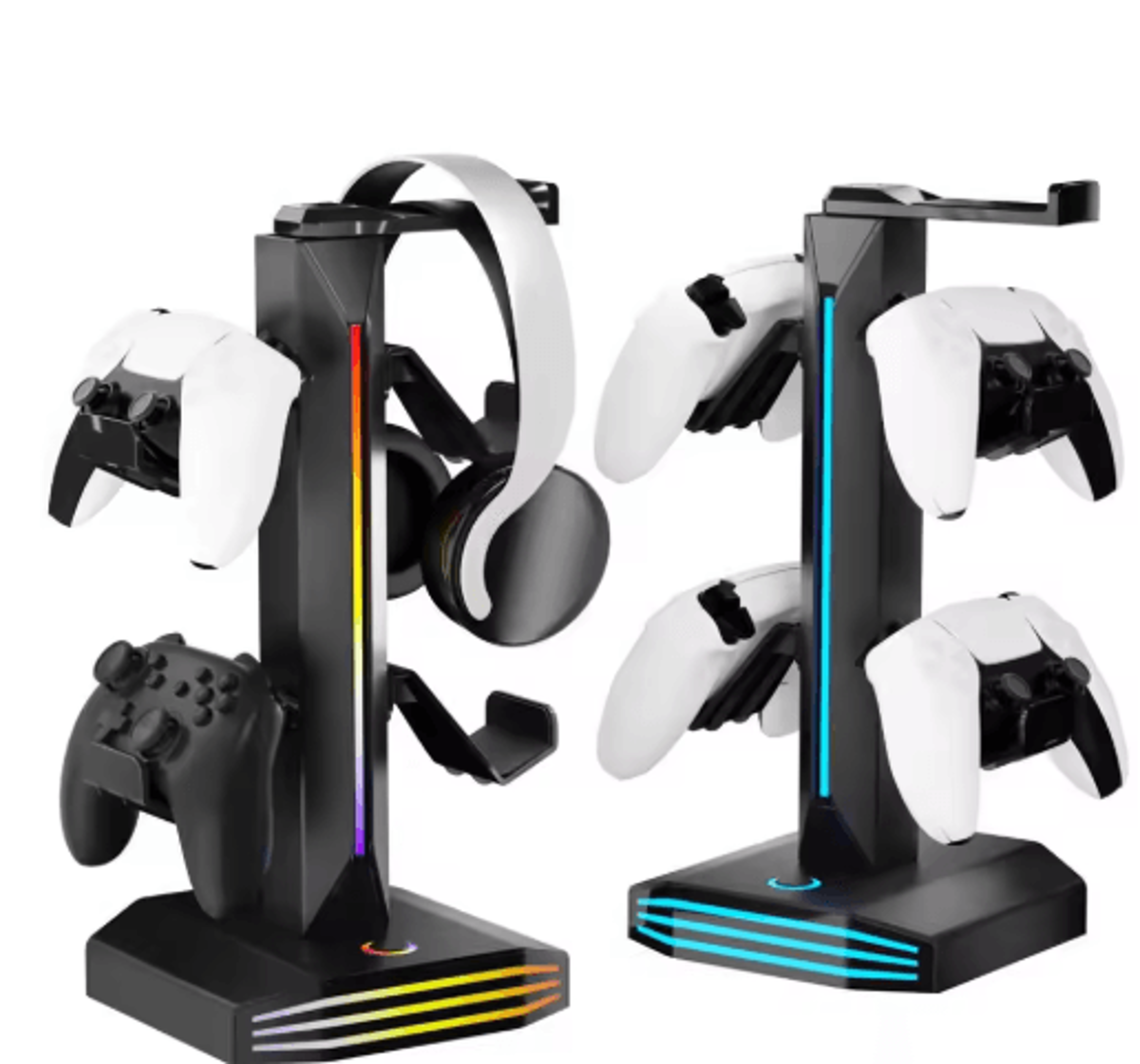 rotatable gaming headset stand – desk controller holder with usb & type-c ports