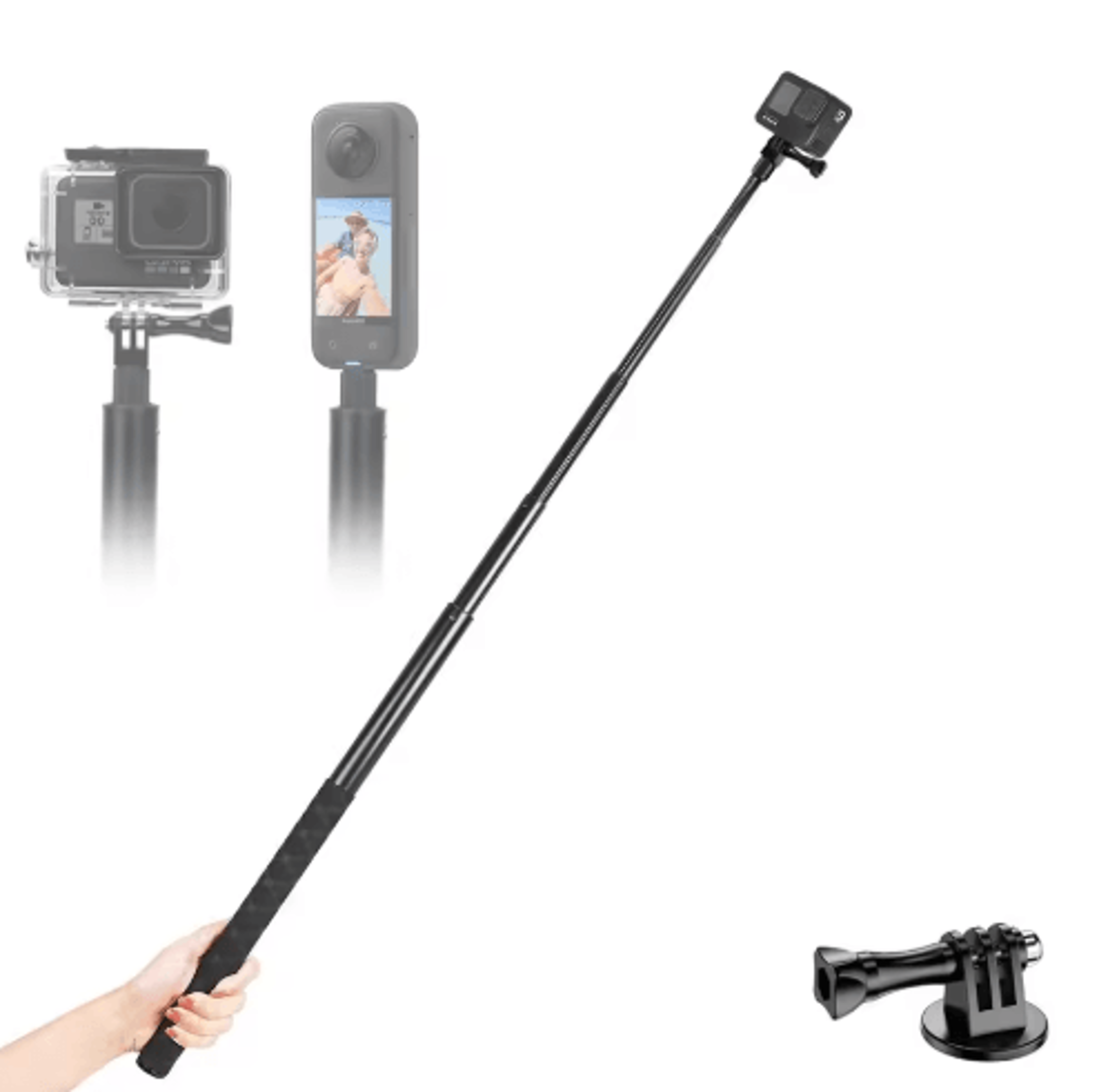 150–200cm invisible selfie stick – extendable monopod for insta360, gopro & dji