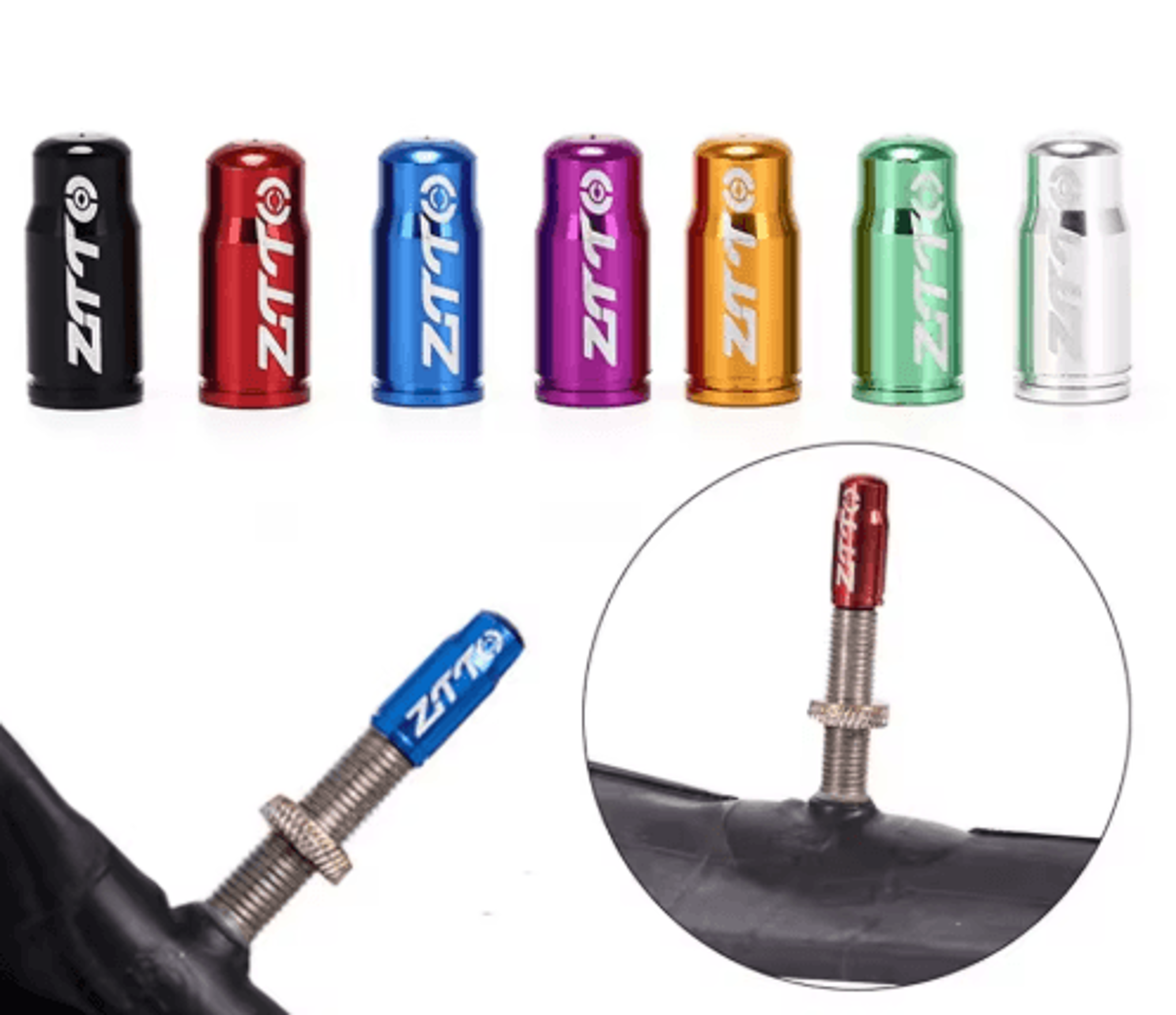 4-piece bike valve caps – colorful dust covers for road & mtb tires