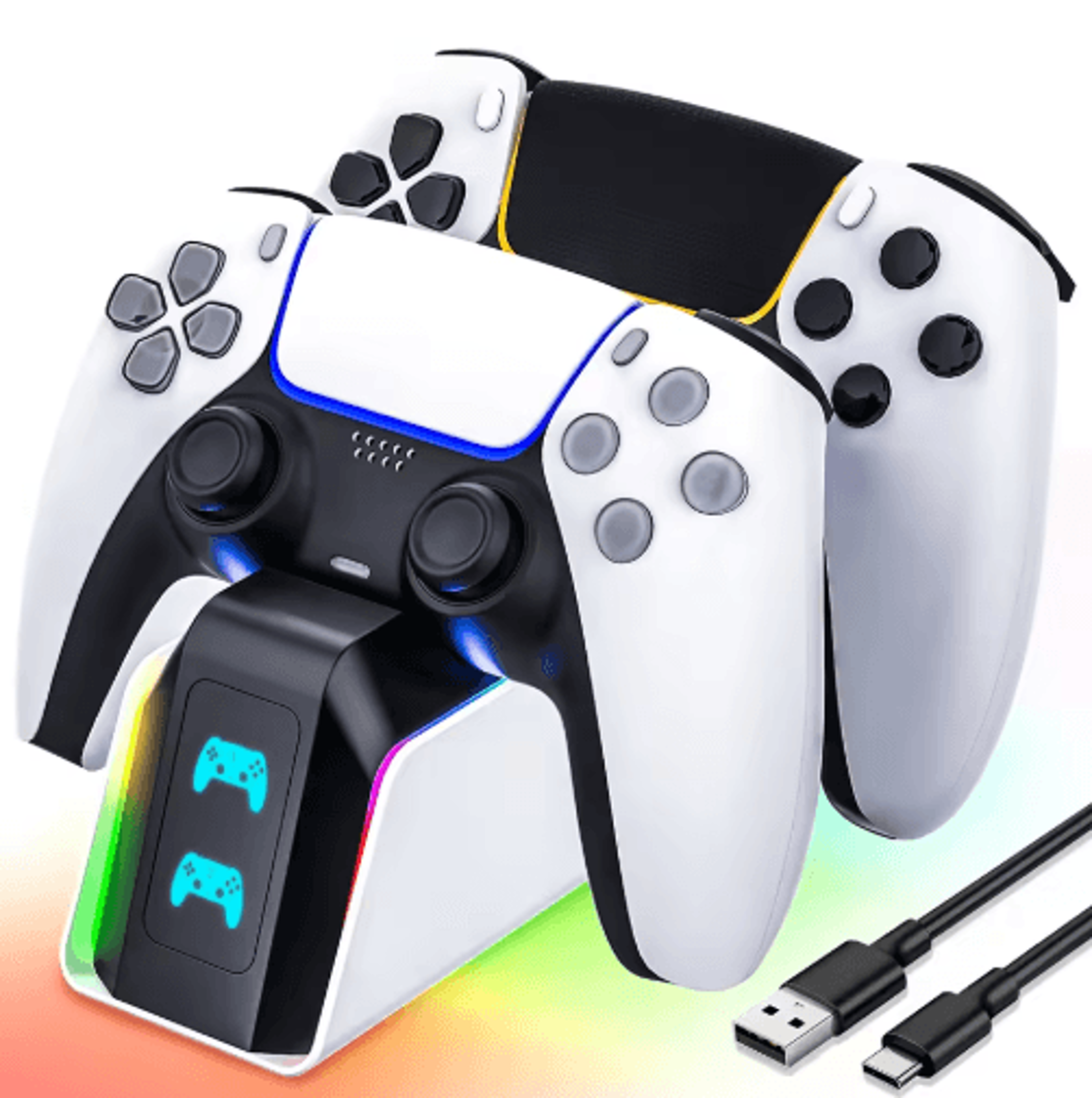 dual ps5 controller charging dock – 2-hour charger for dualsense & edge