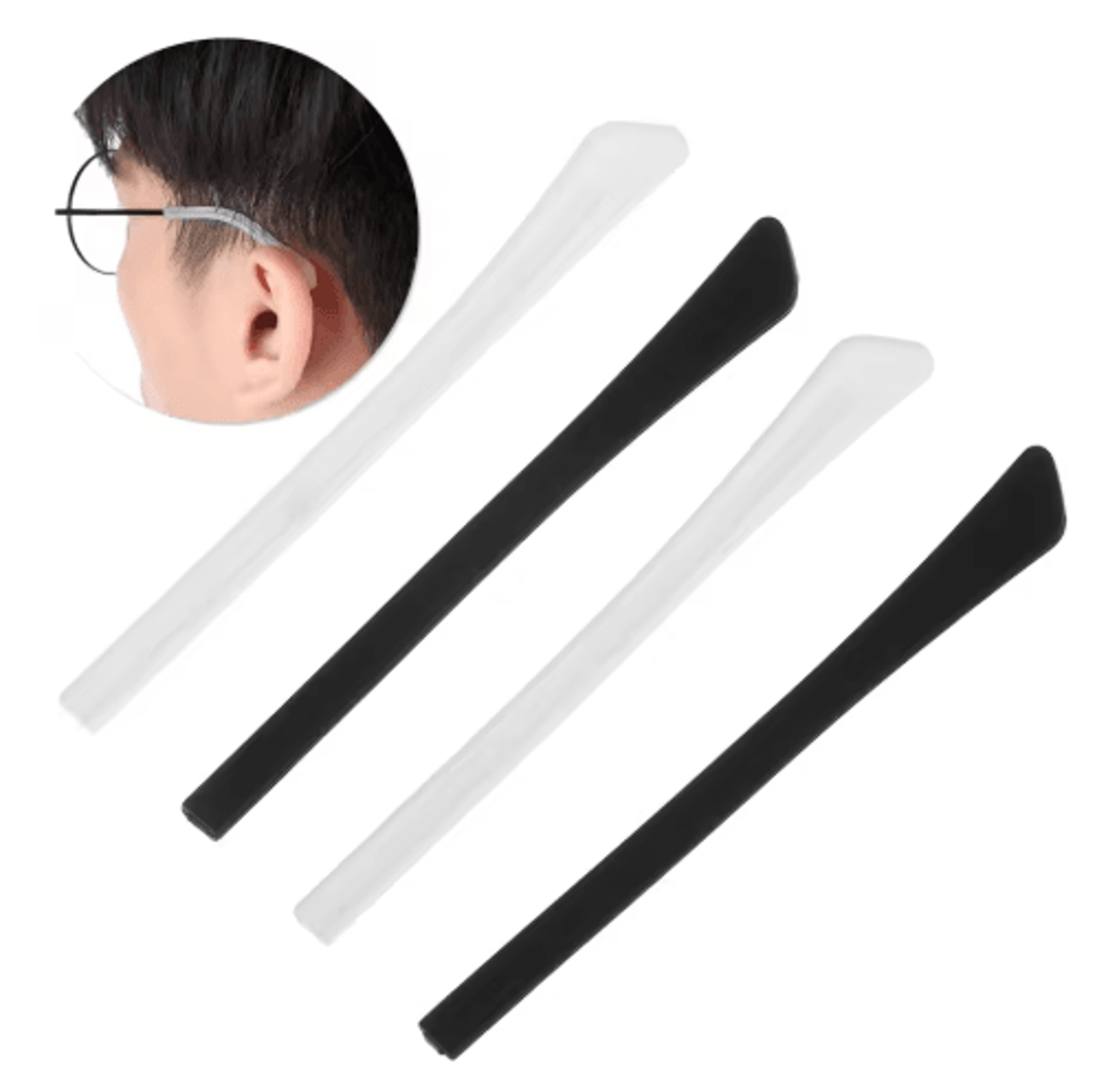 4-pair silicone glasses ear hooks – anti-slip temple tip grips