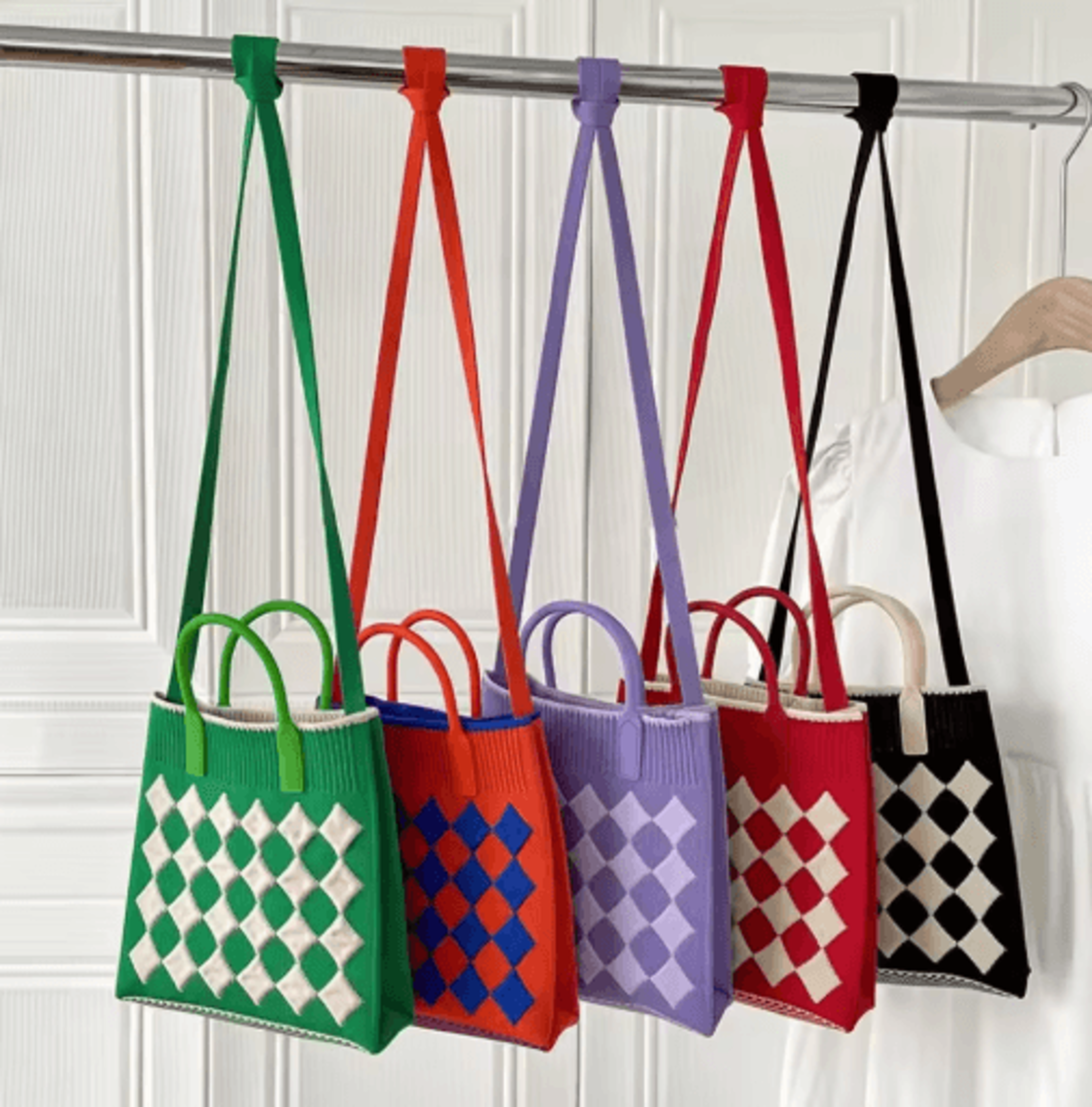candy color knitted crossbody bag – mini woven phone & shoulder purse