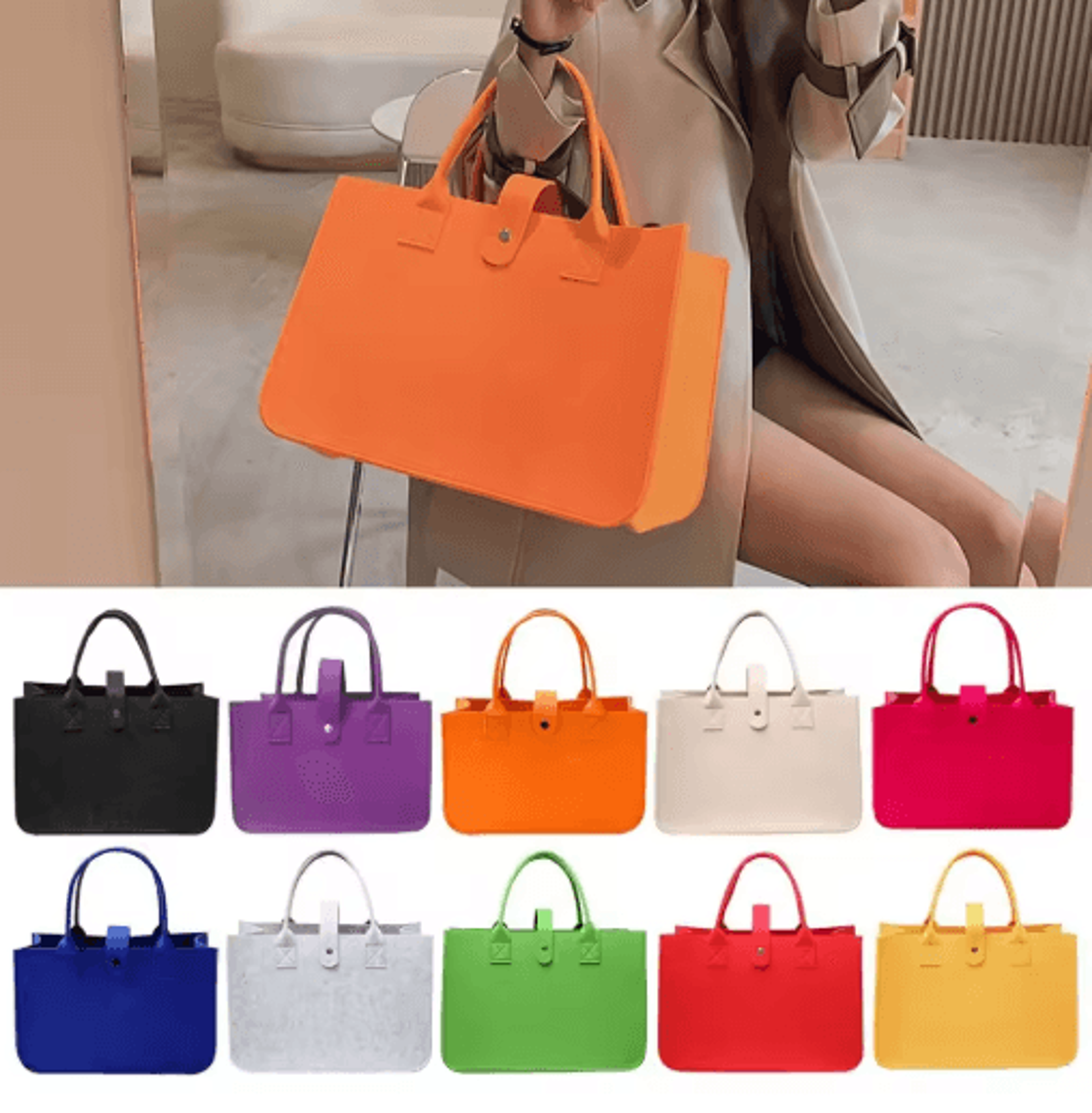 large capacity felt shoulder bag – portable crossbody storage organizer