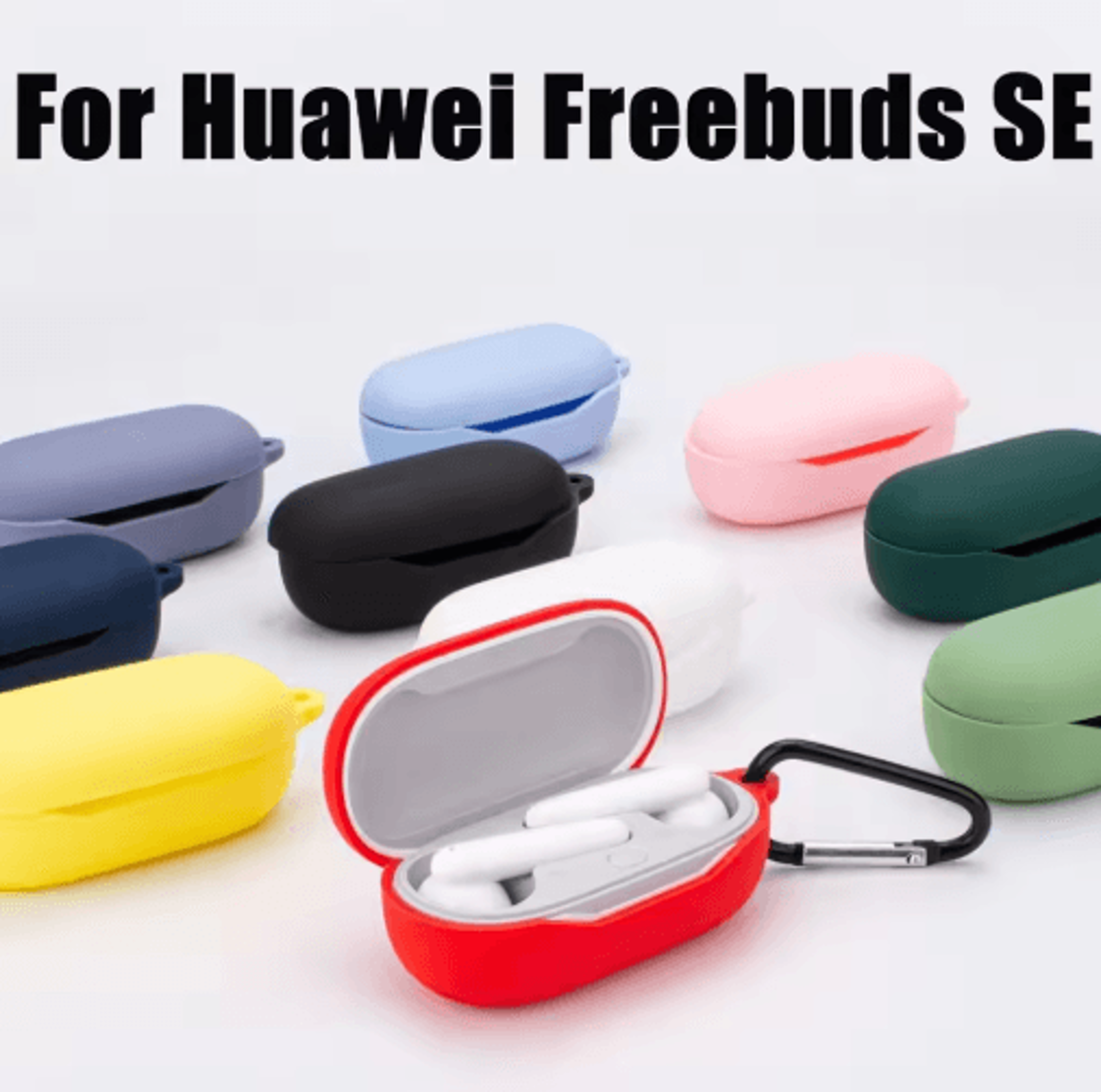silicone case for huawei freebuds se – soft protective cover with keychain