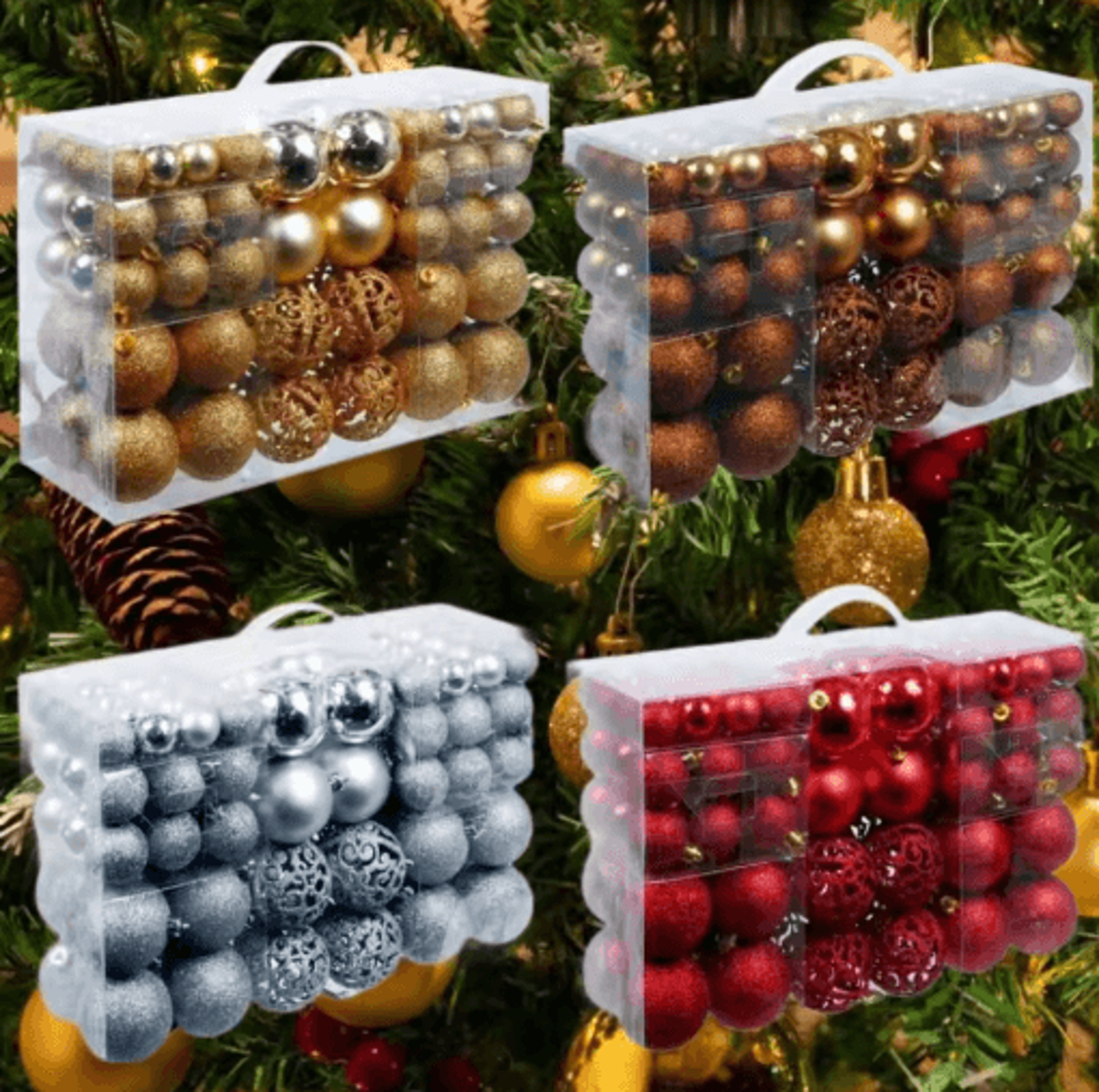 100pcs christmas baubles – decorative xmas tree ornament balls