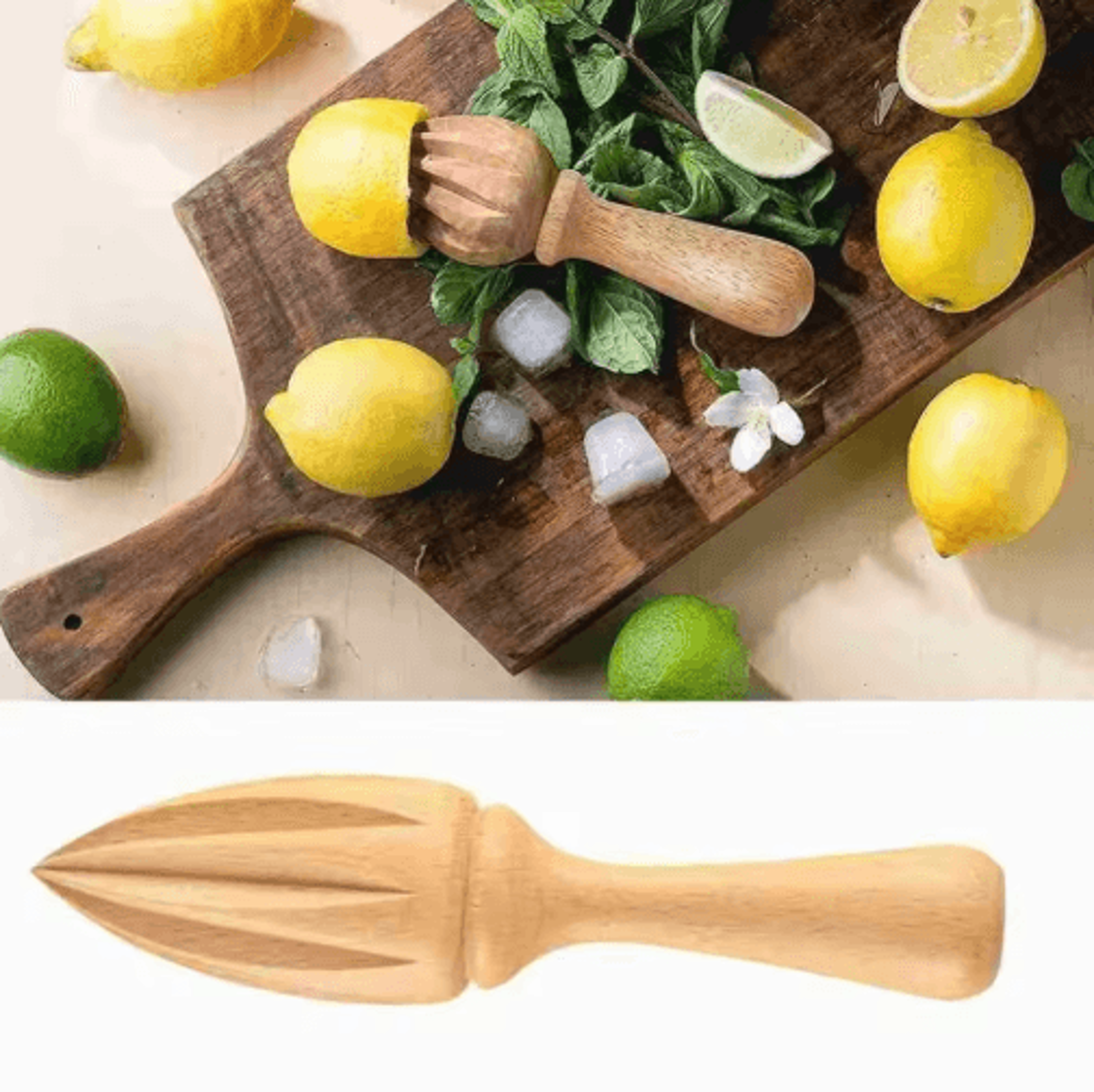 wooden manual citrus juicer – handheld lemon & orange reamer