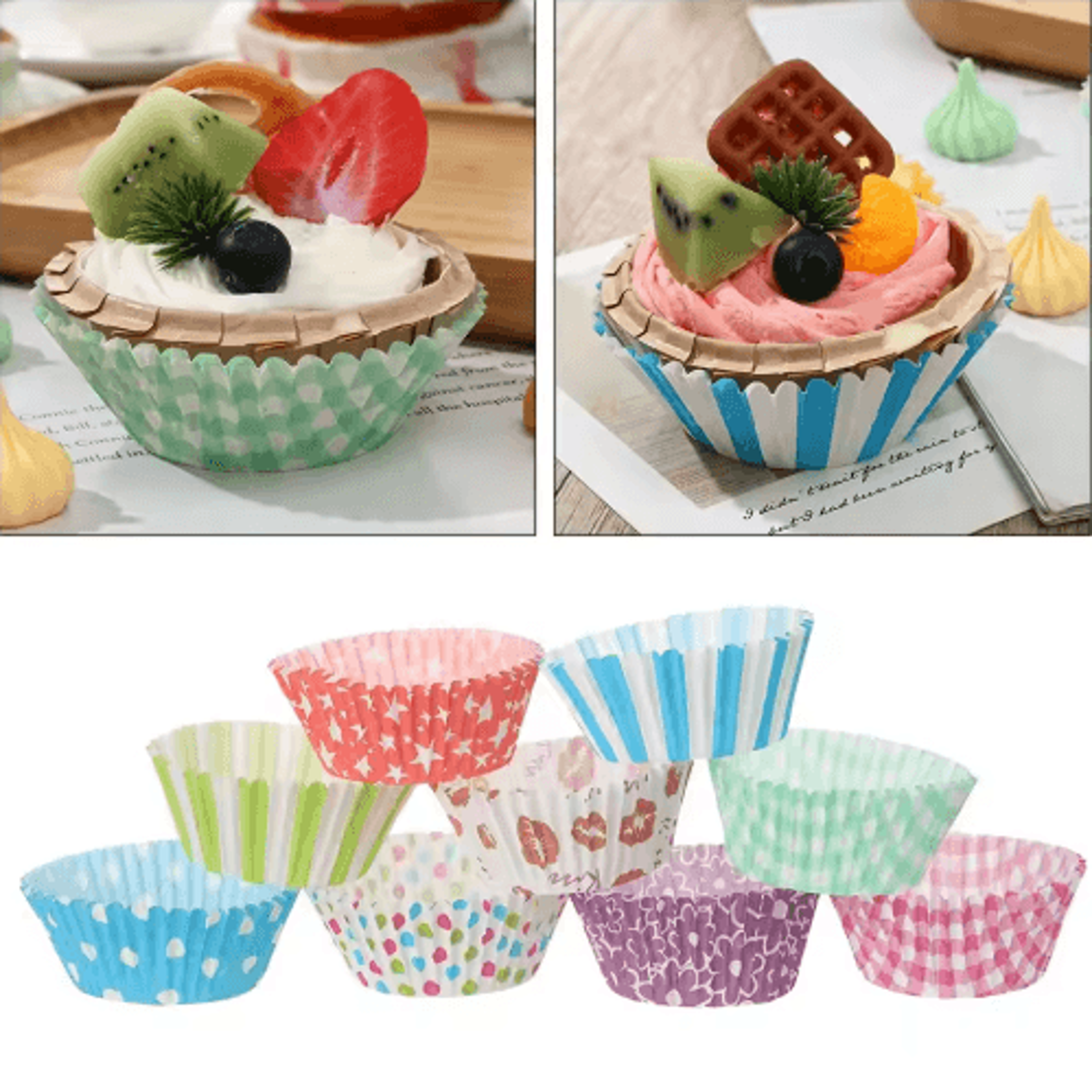 100pcs cupcake liners – oil-proof paper muffin baking cups