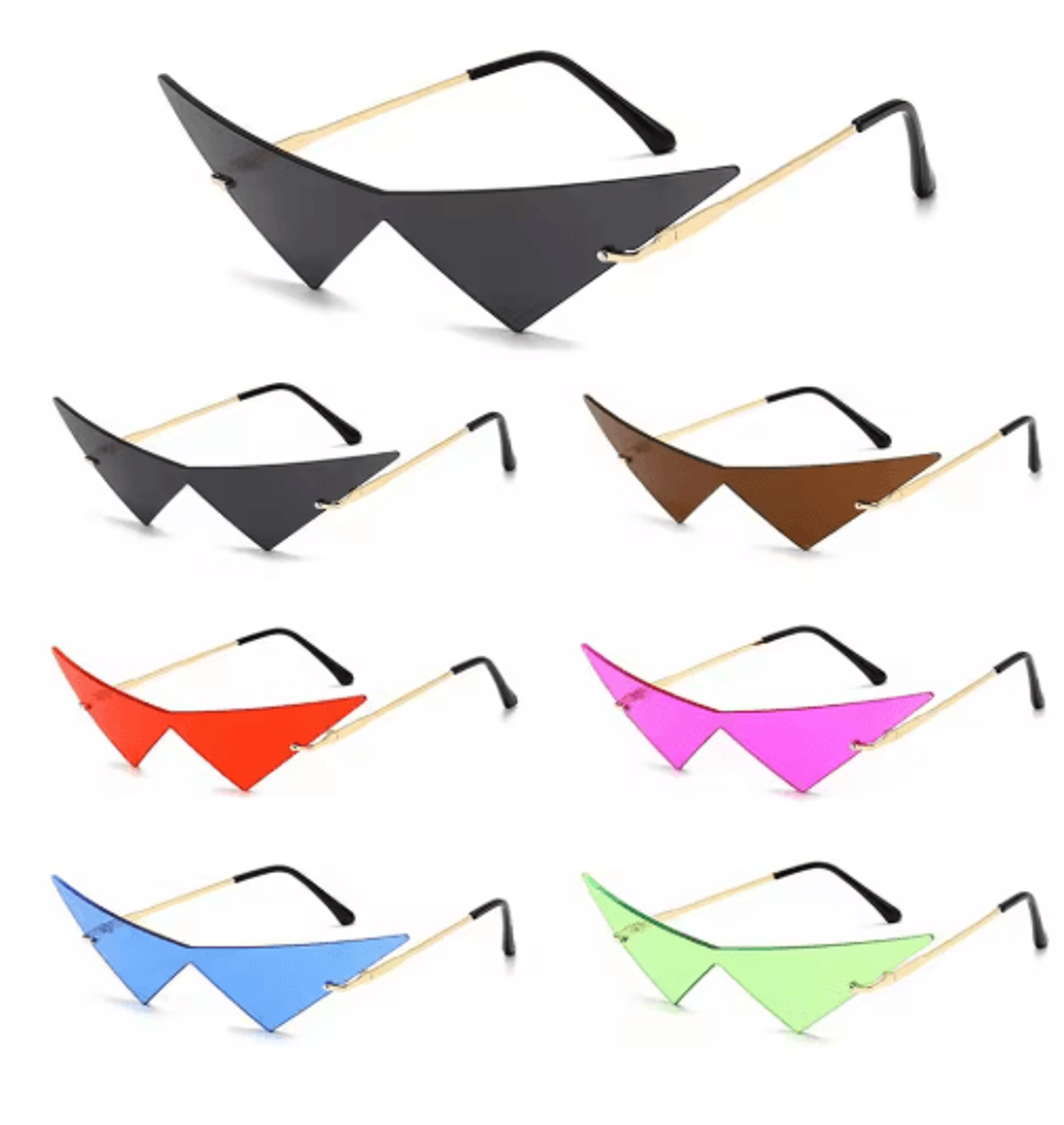 oversized triangle sunglasses – rimless one-piece uv400 fashion shades