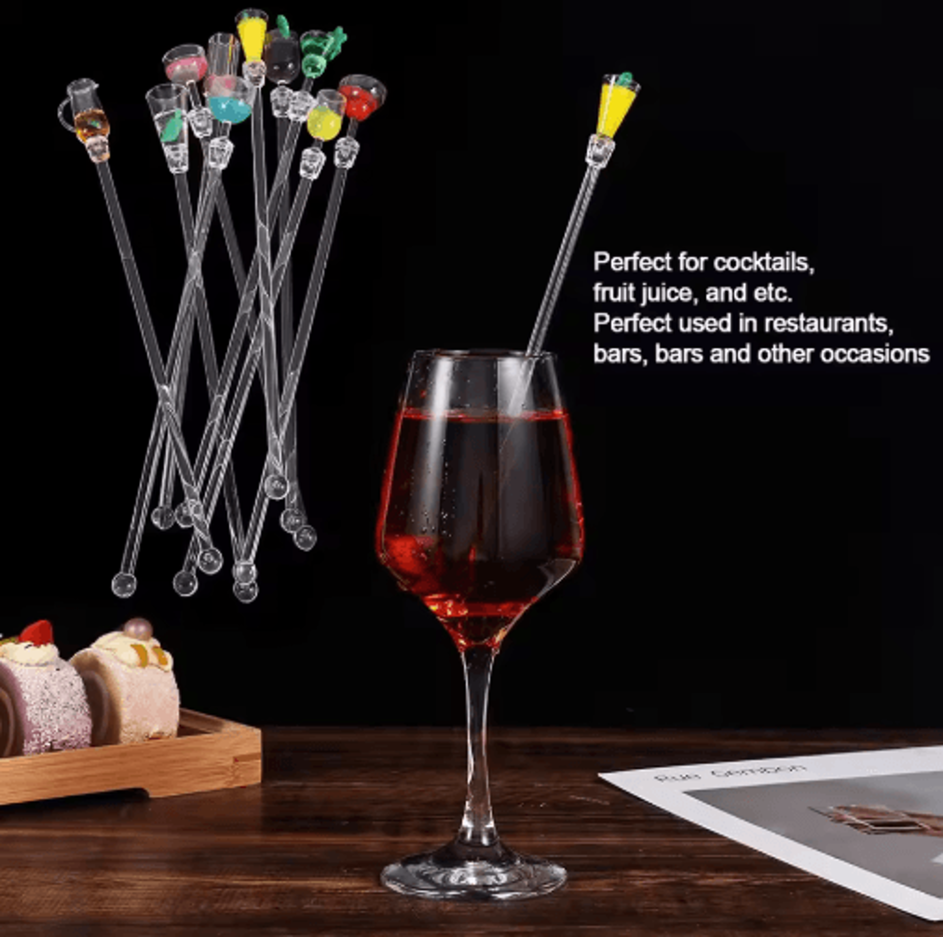 10pcs acrylic drink stirrers – cocktail swizzle stick set