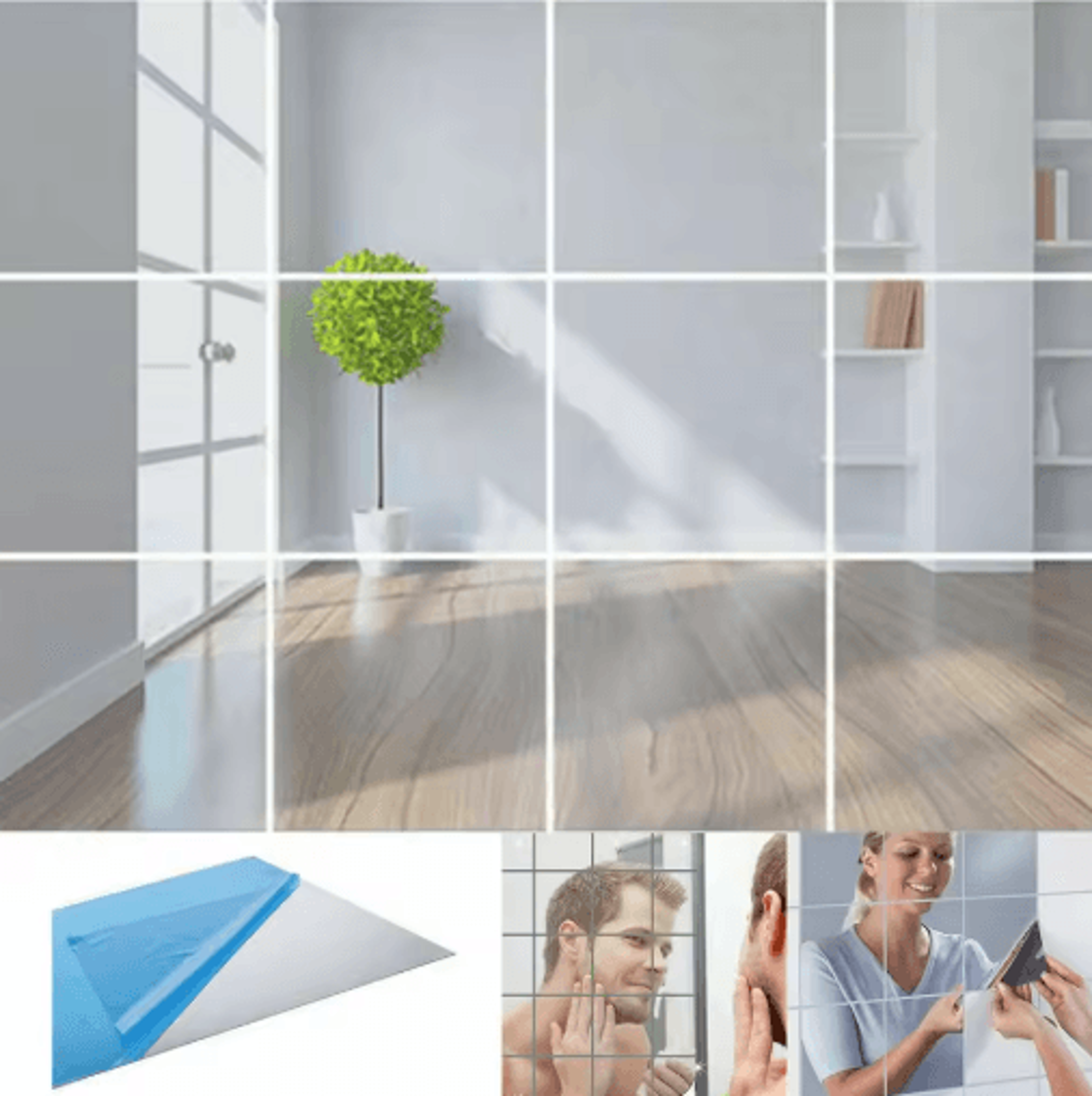10pcs square mirror wall stickers – self-adhesive diy tile decals