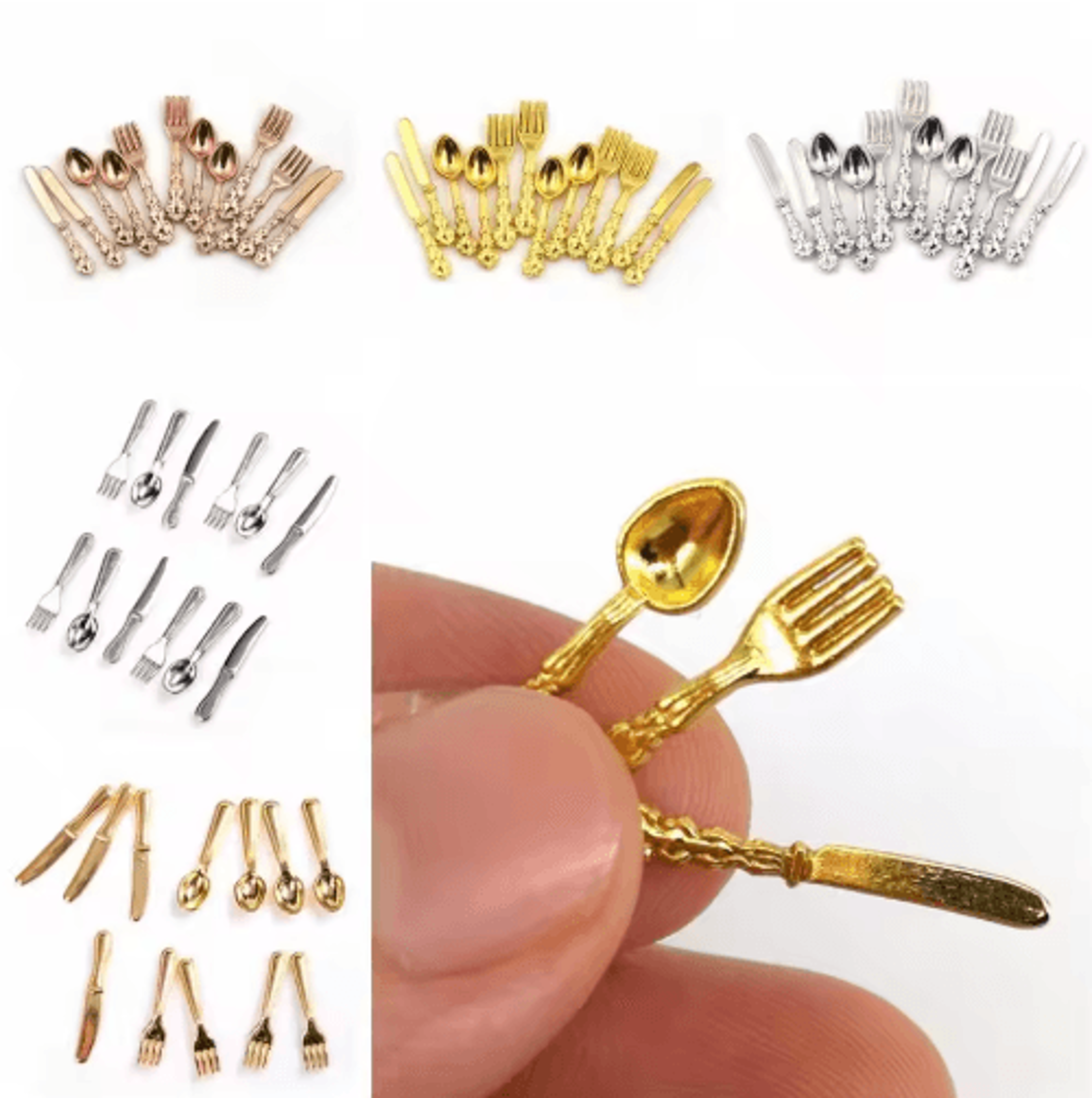 12pcs dollhouse mini cutlery set – 1 12 scale fork, knife & spoon accessories
