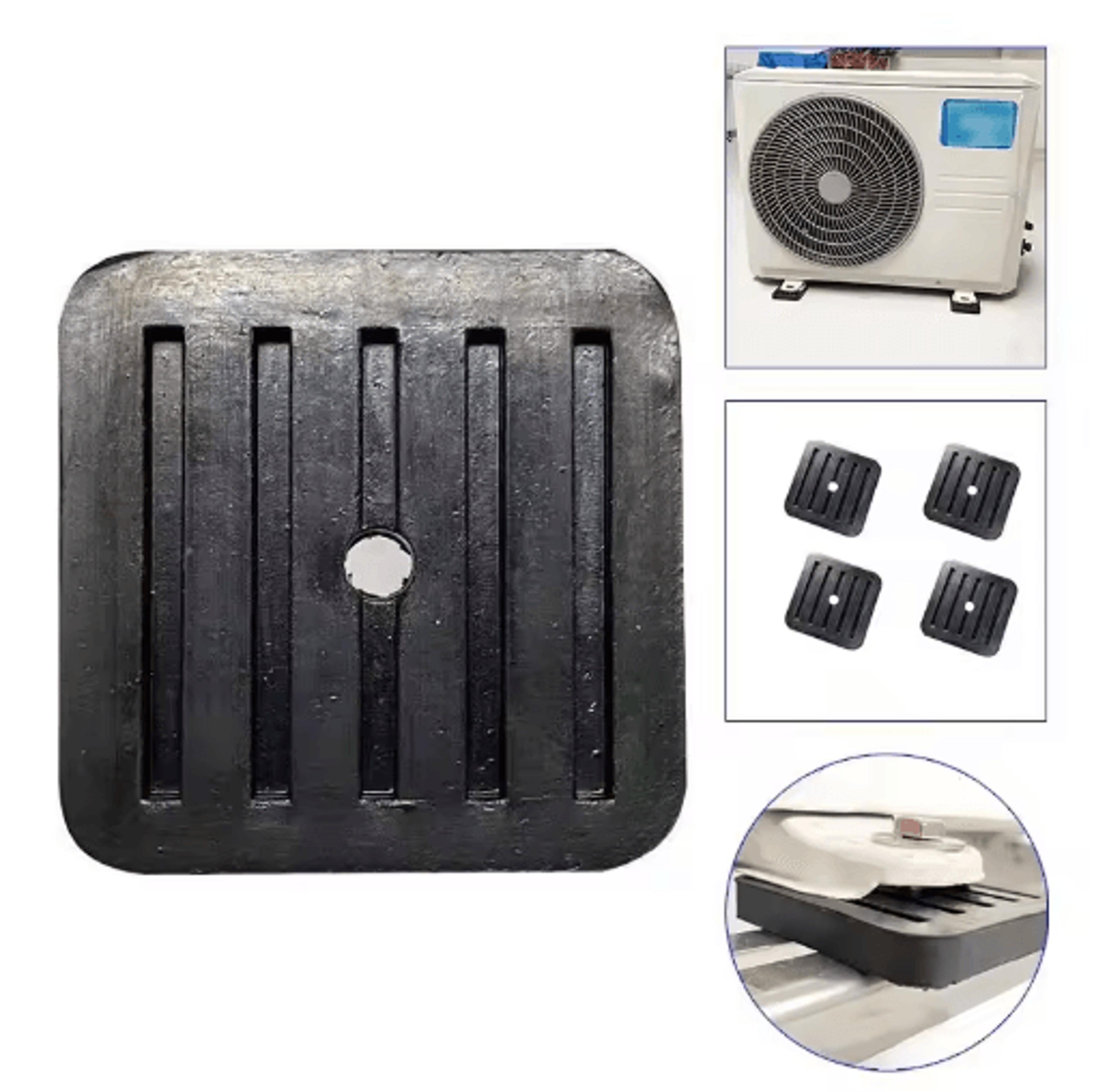 4pcs rubber air conditioner vibration pads – anti-slip shock absorbing mounts