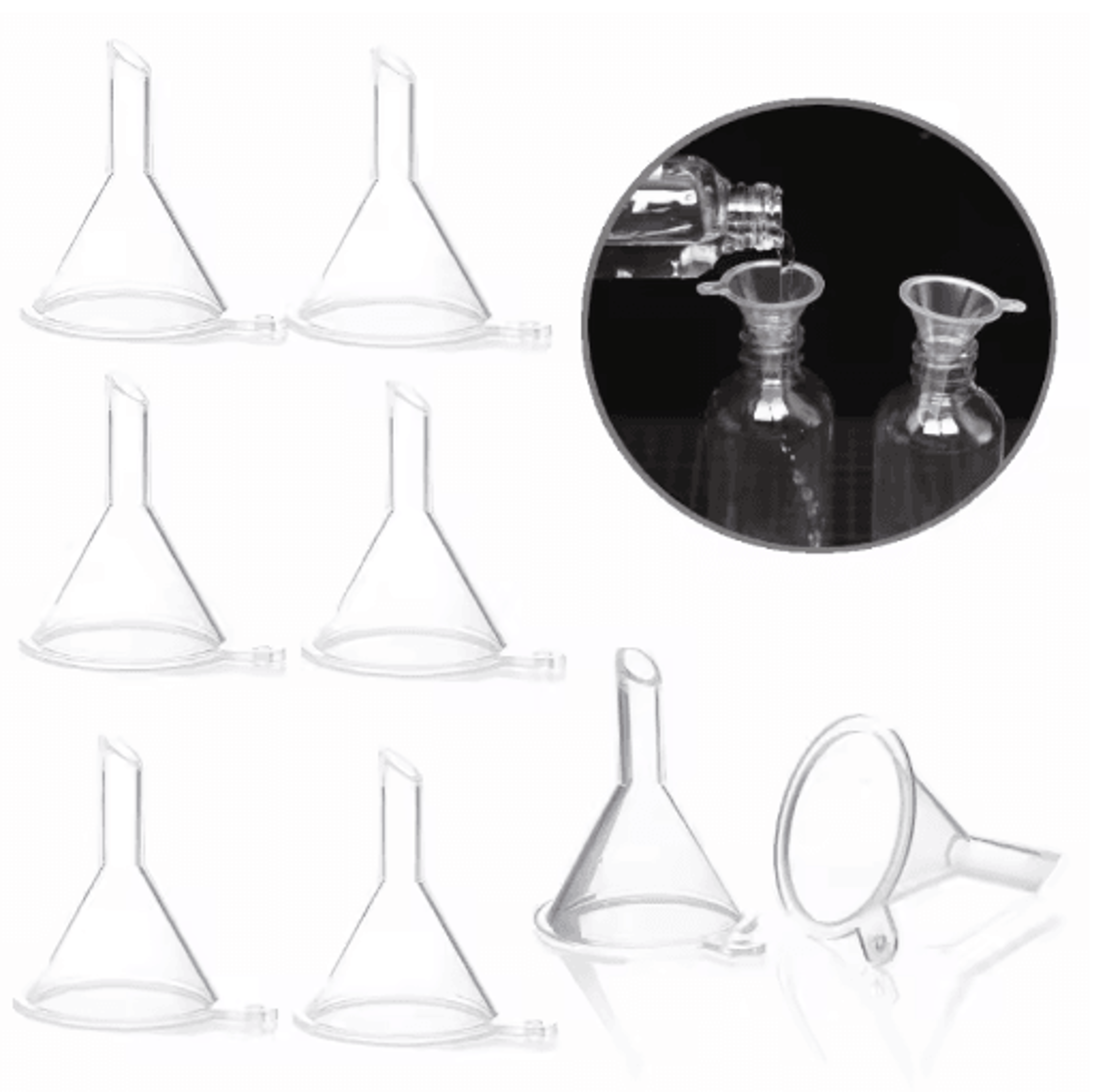 10pcs mini plastic funnels – perfume & travel bottle filling tools