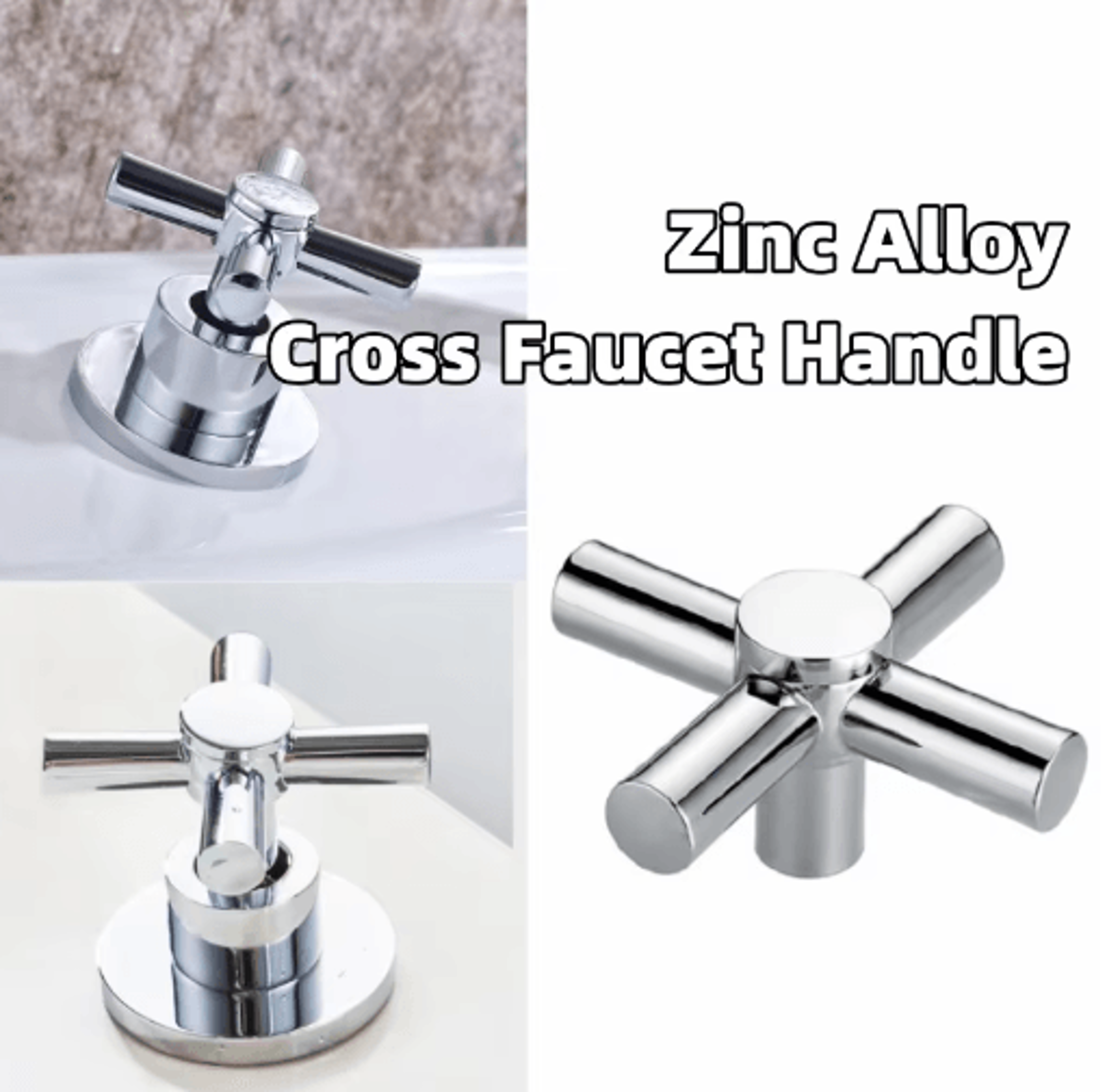 zinc alloy cross faucet handle – hot & cold tap replacement knob
