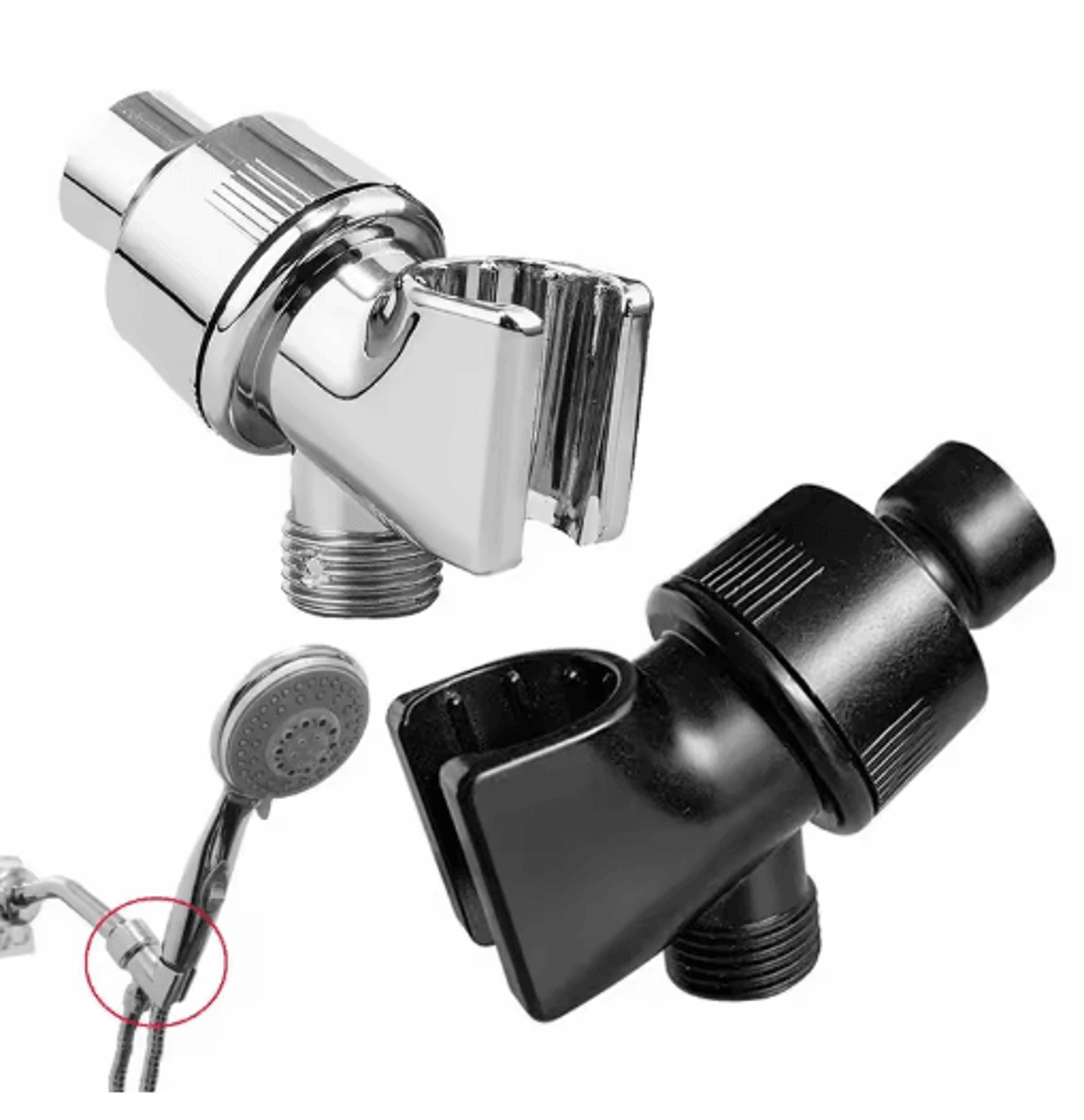 g1/2 three-way handheld shower holder – adjustable swivel diverter bracket