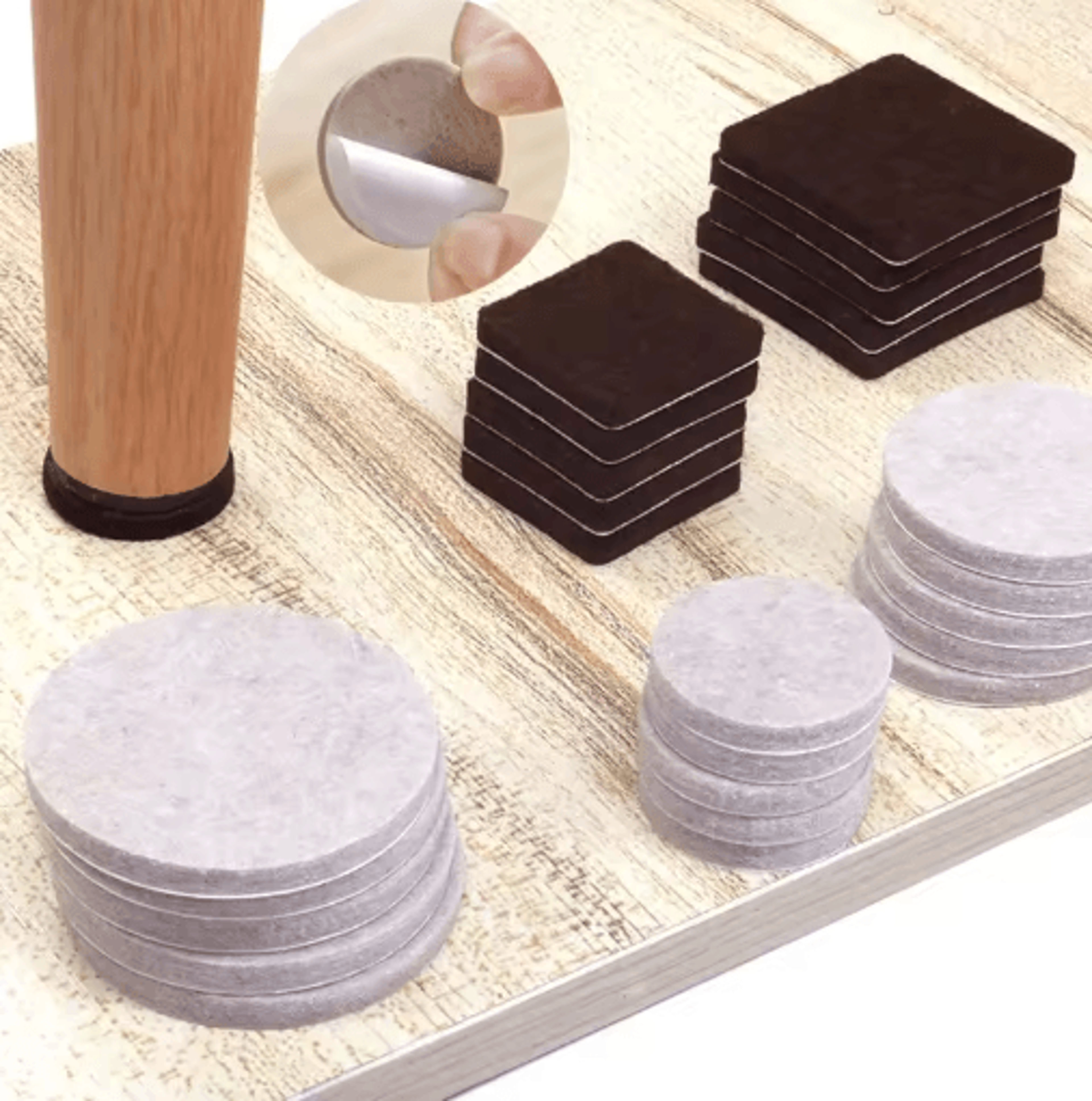 5mm thick felt chair leg pads – self-adhesive floor protectors